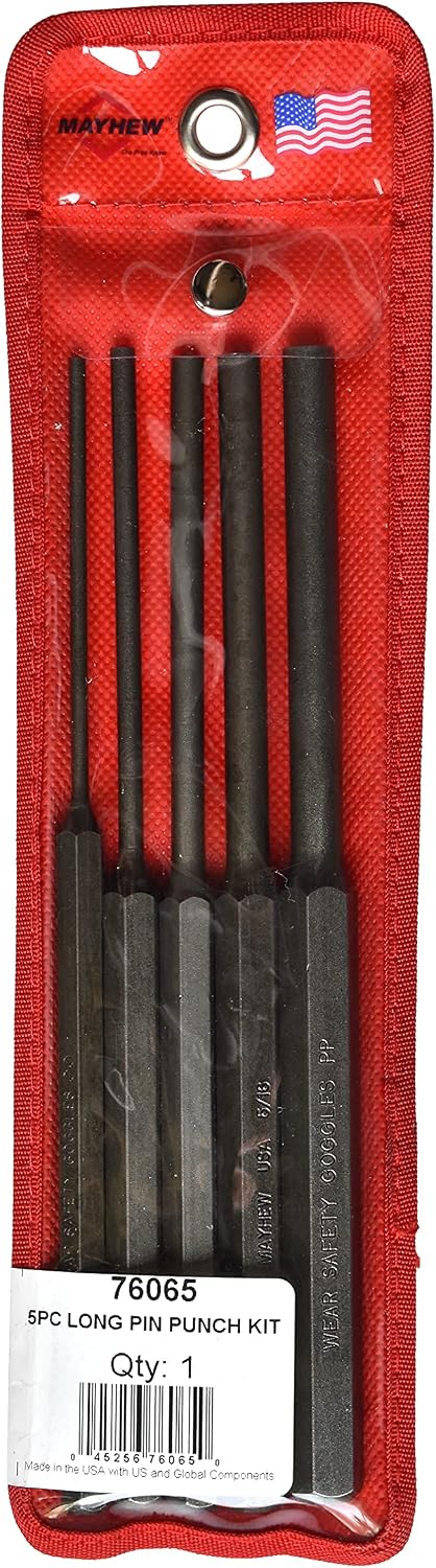 Mayhew Select 76065 446-K Long Pin Punch Kit, 5-Piece