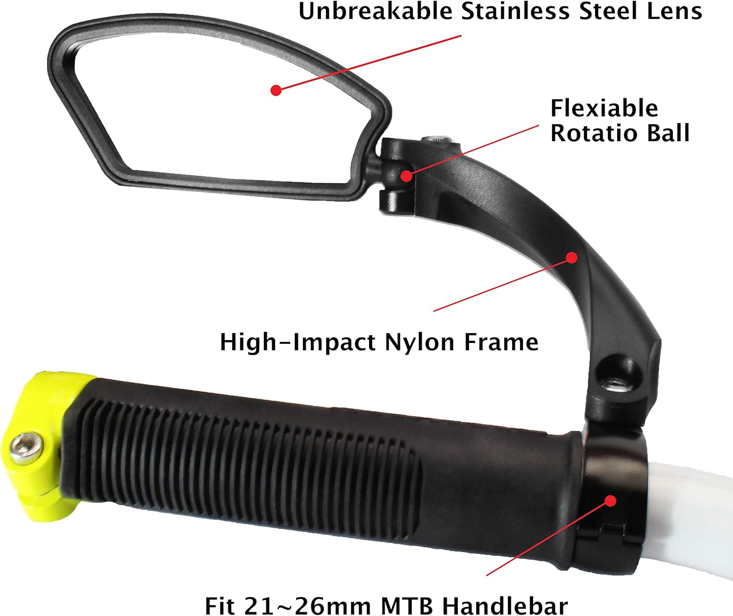 Hafny Stainless Steel Lens Handlebar Bike Mirror, Safe Rearview Mirror for Bicycle