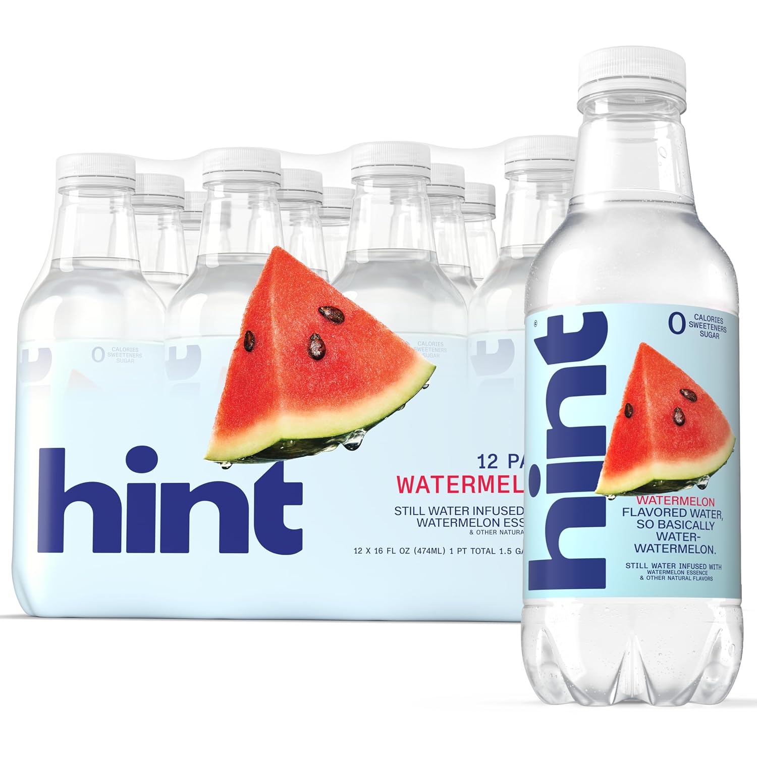 Hint Flavored Water Zero Sugar 0 Calories - Pineapple 16 FL Oz (12 pack) | Crisp, refreshing water, fruit flavors. 0 calories, 0 sugar, 0 sweeteners. Hydration for wellness. Gluten-free, Kosher, Vegan