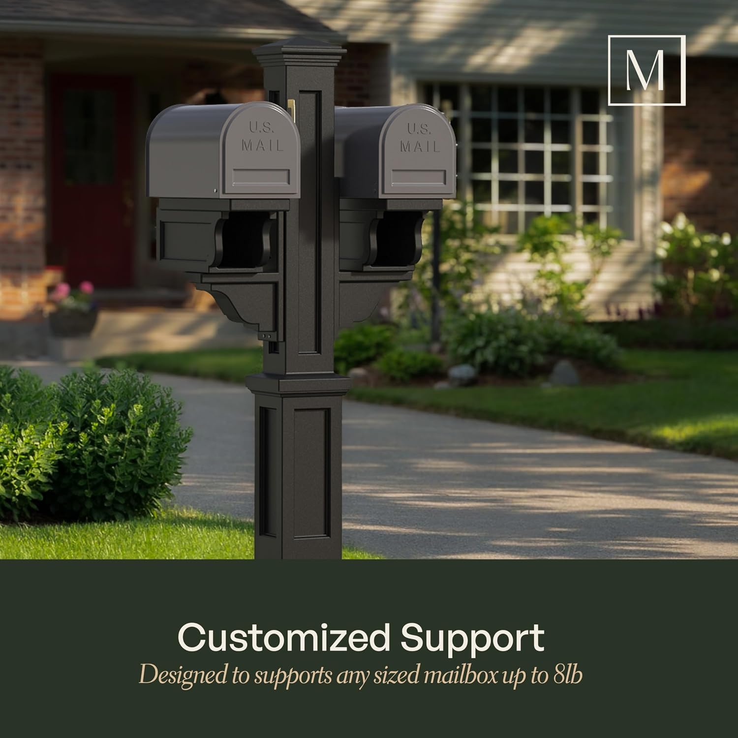 Mayne Rockport Mailbox Post with Newspaper Holder for 2 Mailboxes, White | Holds 2 post-mount mailboxes, Weather & fade resistant, All season, 15-year warranty