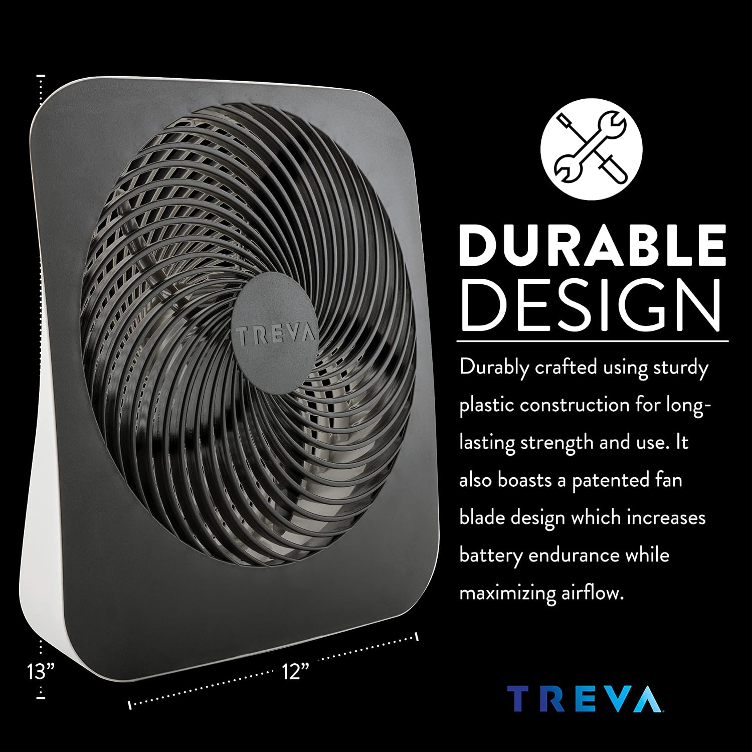 Treva 10 in Portable Desk Fan Battery or AC 2-Speed with USB Port