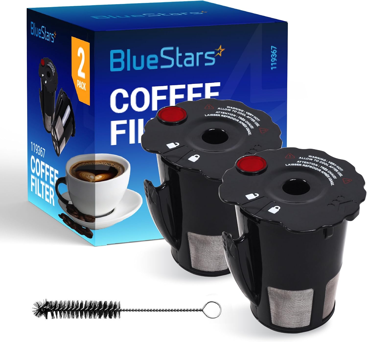 BlueStars Upgraded 2 Pack 119367 Reusable Coffee Keurig Filter Replacement Part for Keurig K Cups 2.0 Series
