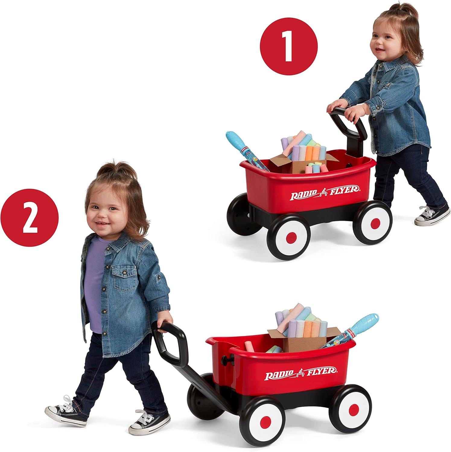 Radio Flyer Push & Pull Walker Wagon with Teddy Bear, Ages 1-4 Years, Red