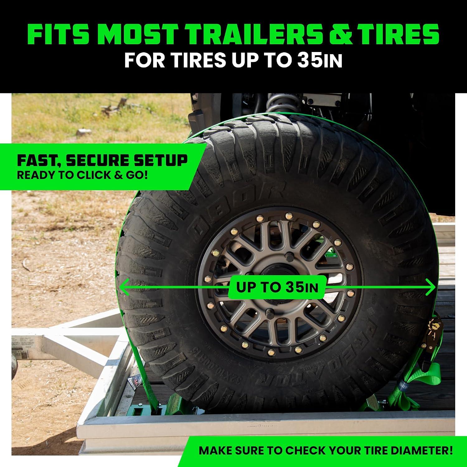 Rhino USA Wheel Chock Tie Down Kit (4,500lb) - 2 Straps & 4 Chocks