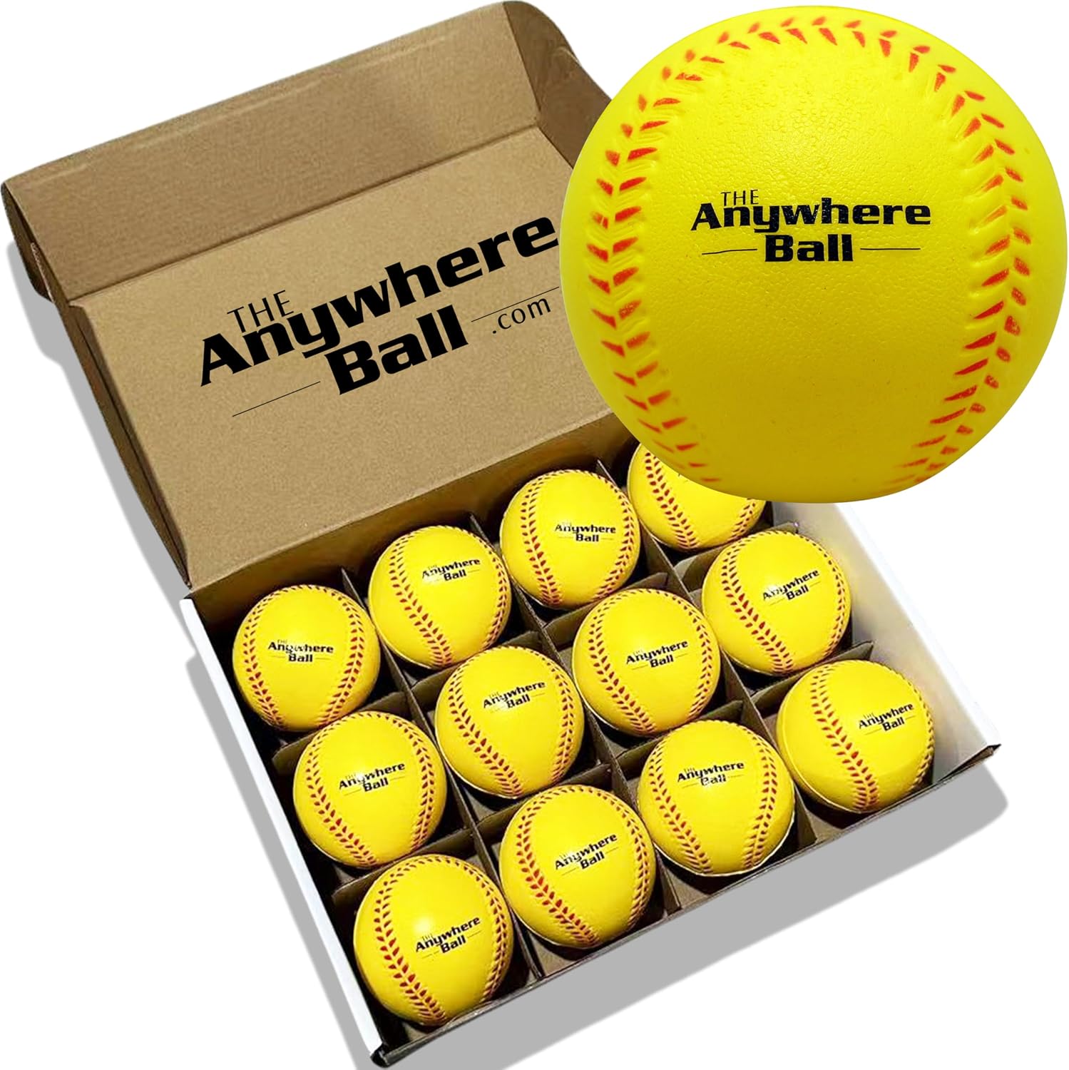 Thin Air Brands The Anywhere Ball Baseball/Softball Foam Training Ball (12 Pack)