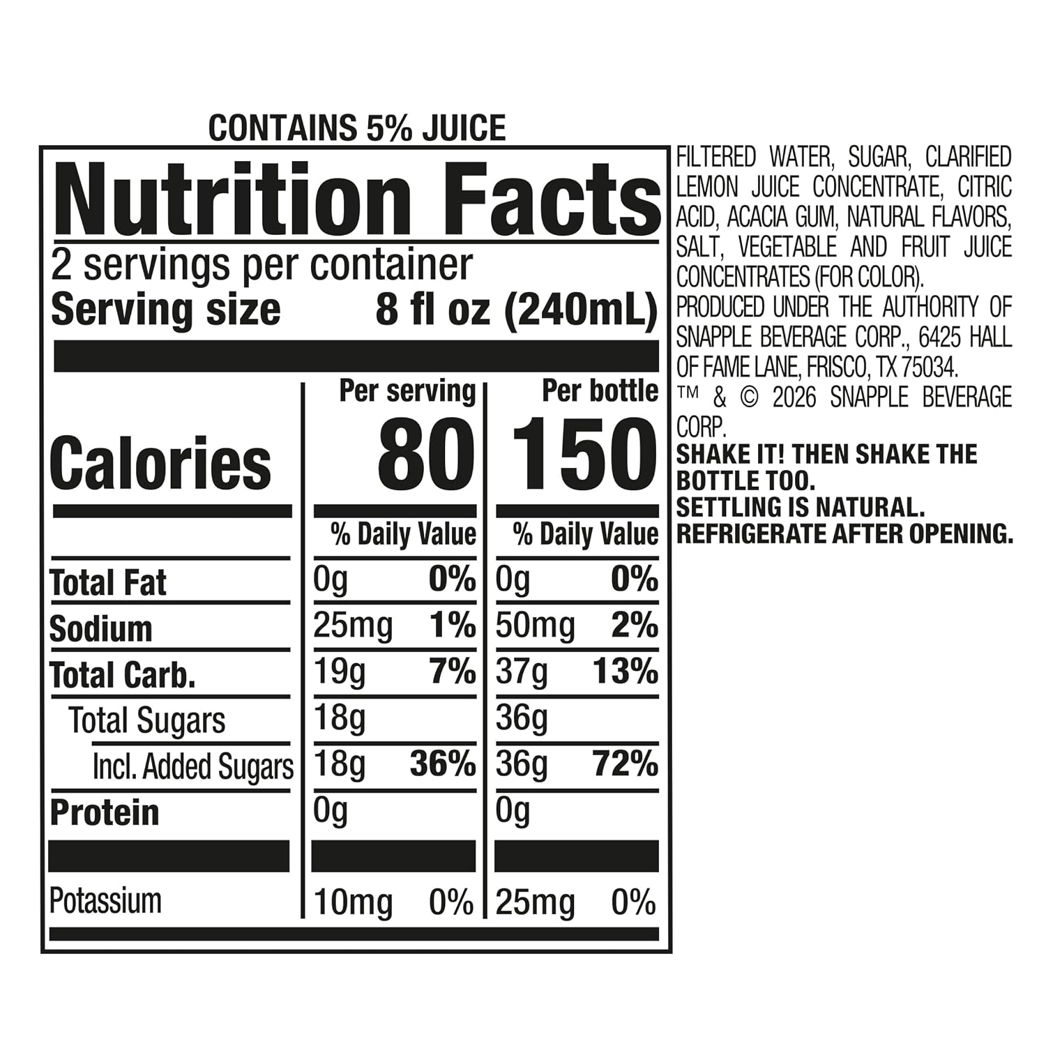 Snapple Apple Juice Drink, 16 Fl Oz Recycled Plastic Bottle, All Natural, No Artificial Flavors Or Sweeteners, Gluten-free, Contains 10% Real Juice 12 Pack