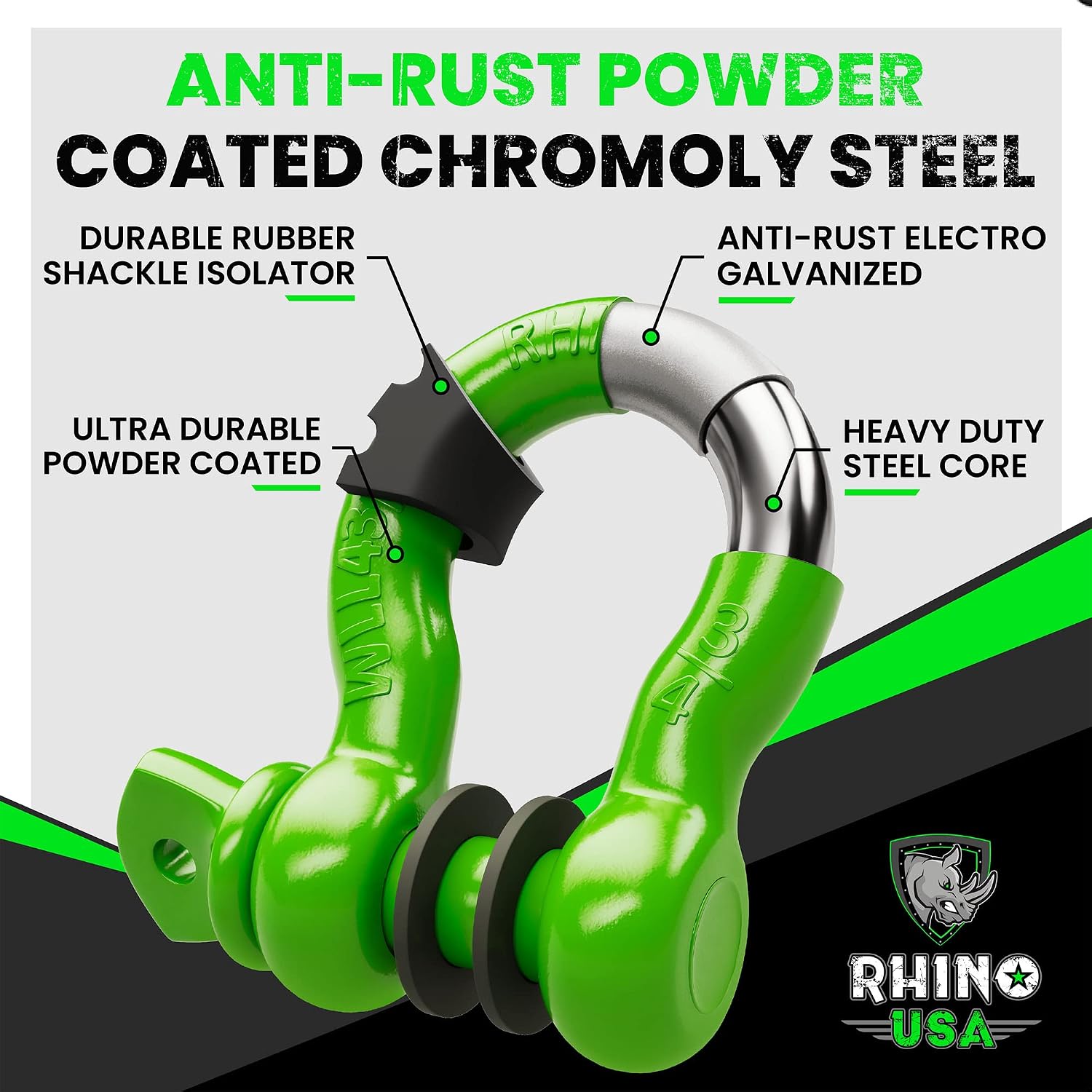 Rhino USA D Ring Shackles (2-Pack) - 41,850lb Break Strength