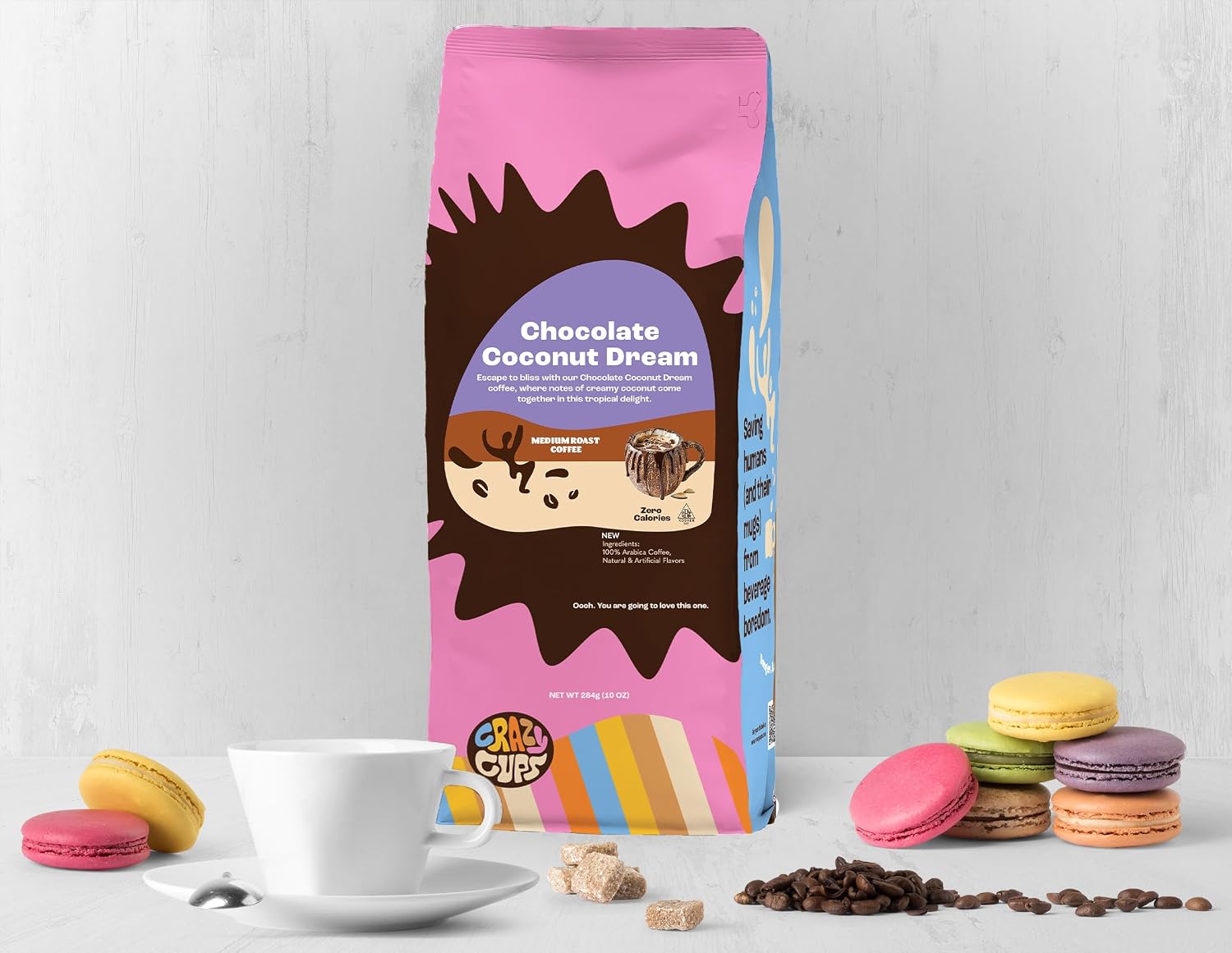 Crazy Cups Flavored Ground Coffee, Cinnamon French Toast, in 10 oz Bag, For Brewing Flavored Hot or Iced Coffee