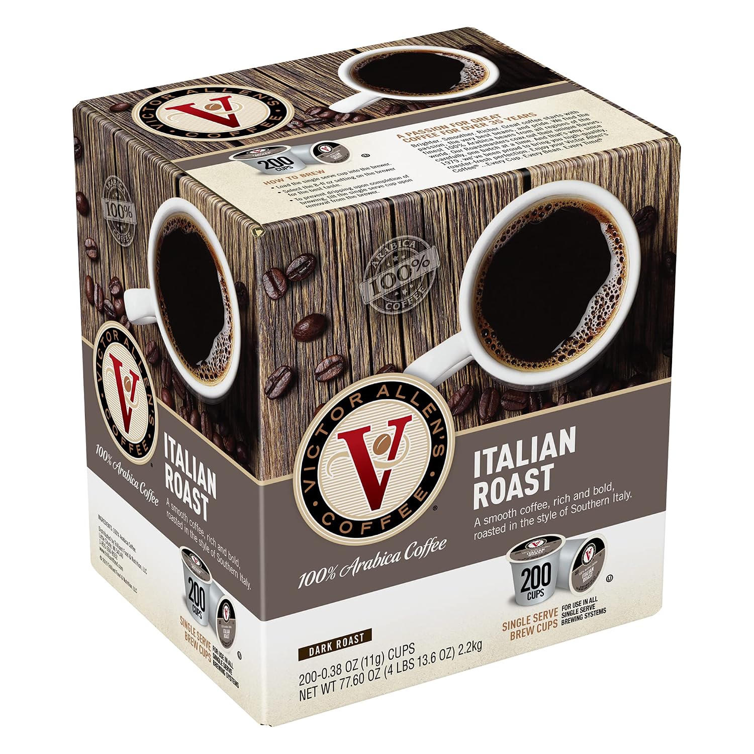 Victor Allen's Coffee Donut Shop Blend, Medium Roast, 80 Count, Single Serve Coffee Pods for Keurig K-Cup Brewers | 100% Arabica beans, Compatible with all K-Cup brewers, Kosher-OU (Pareve), 90-150mg caffeine per serving