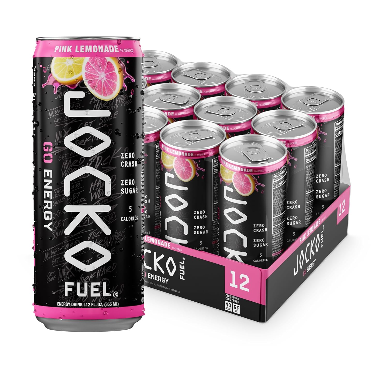 Jocko Fuel GO Energy Drinks, Sour Apple, 12 oz | 12 Pack