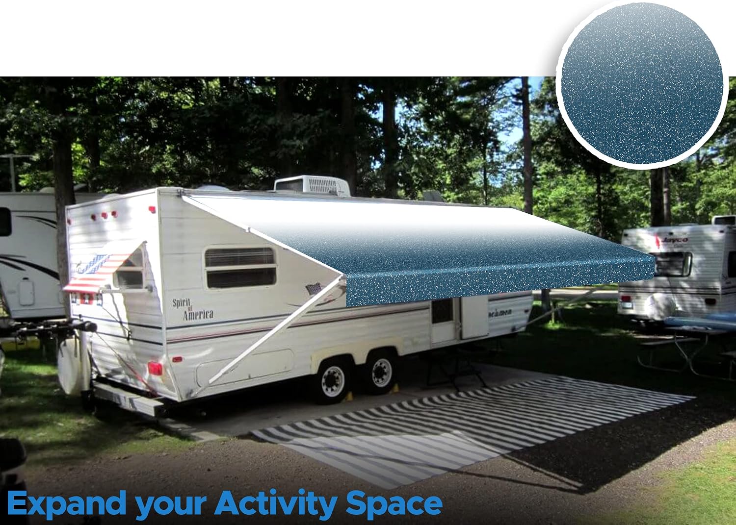SunWave Premium Vinyl RV Canopy | Awning Fabric Replacement (20', Grey Fade)