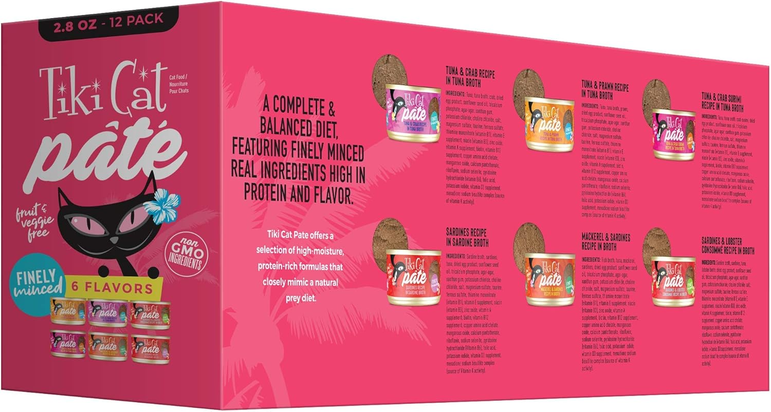 Tiki Cat Grill Pâté Wet Cat Food, Variety Pack, 2.8 oz. Cans (12 Count)