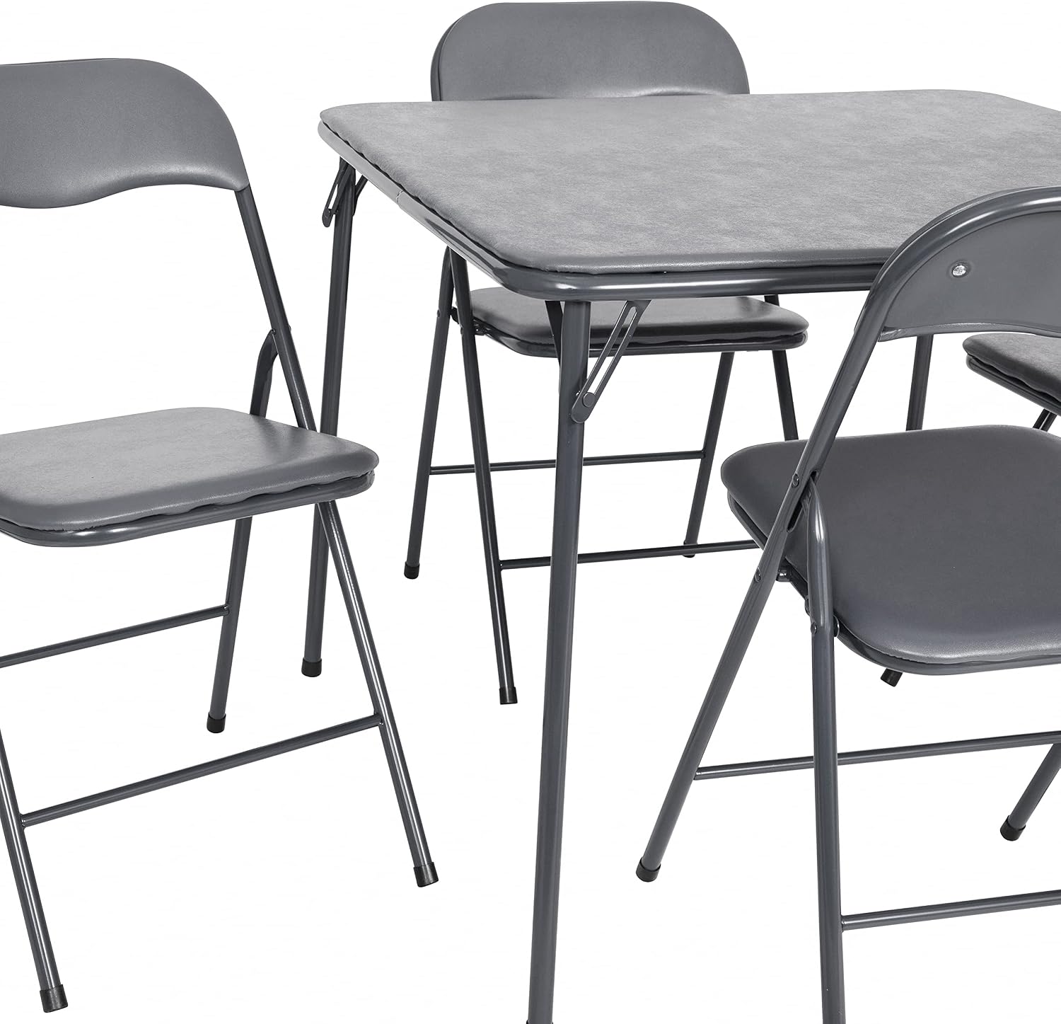 Flash Furniture Madelyn 33.5" Square Folding Multipurpose Card Table with Padded Vinyl Top, Portable Folding Game Table for 4 Players, Black