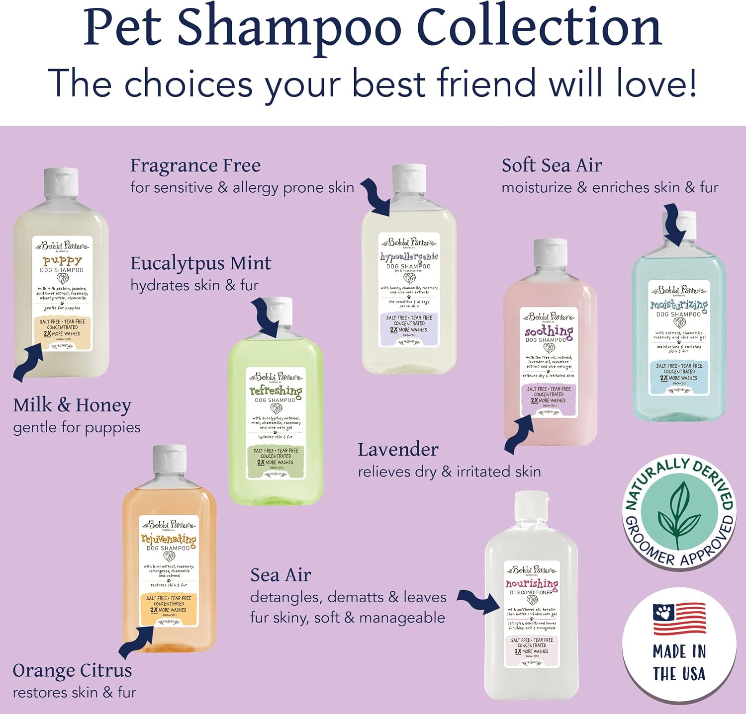 Bobbi Panter Soothing Dog Shampoo Tea Tree, Lavender, Cucumber & Oat Protein – Natural Formula for Sensitive Skin & Irritation Relief, Tear-Free, 30:1 Concentrate, Made in USA, 14 oz