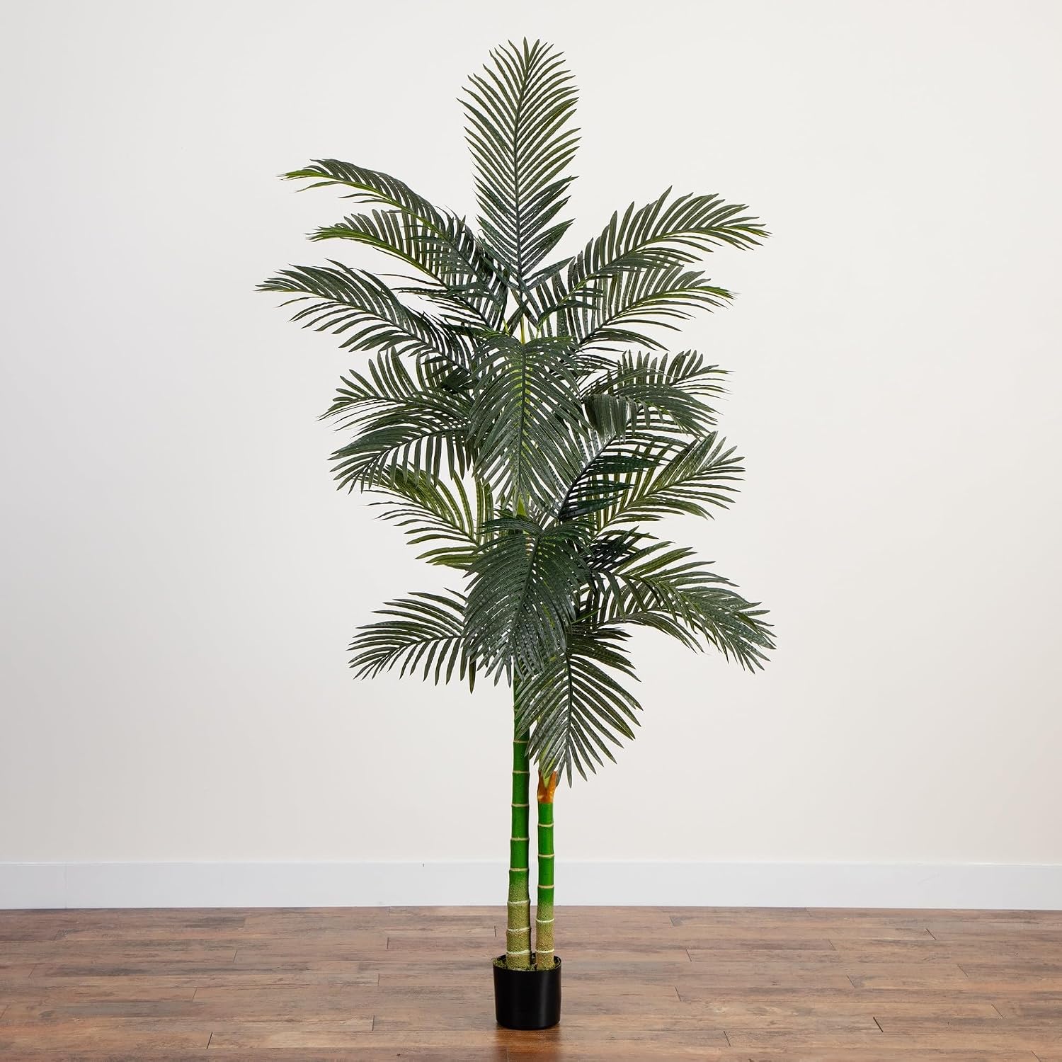 Nearly Natural 4 ft Artificial Golden Cane Palm Tree with Nursery Pot | Double-Stalk, Lush Realistic Foliage, Indoor Faux Palm Plant, Living Room Decor, Perfect Tropical Decoration