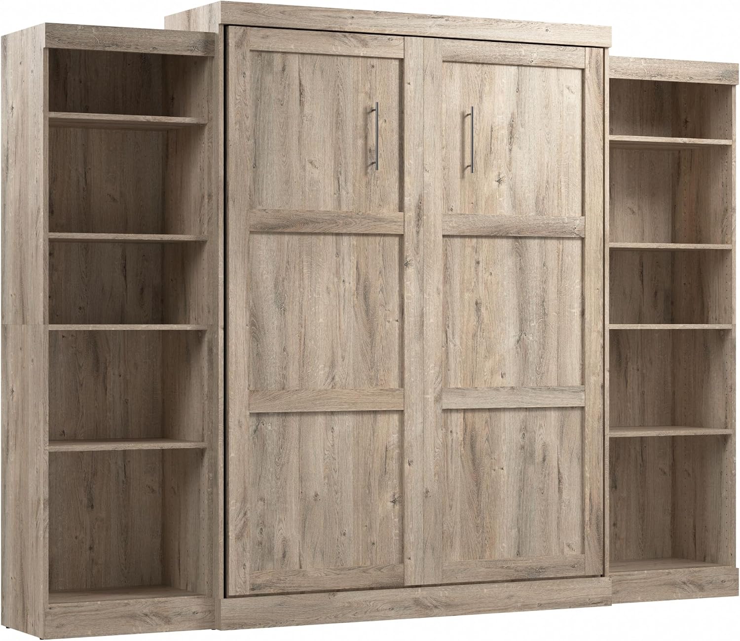 Bestar Pur Queen Murphy Bed, 65-inch Space-Saving Sleeping Arrangement for Multipurpose Area, Bedroom, Guest Room, or Living Room | Dual piston mechanism; for guest room or multipurpose space; Shaker-inspired trim with metal handles