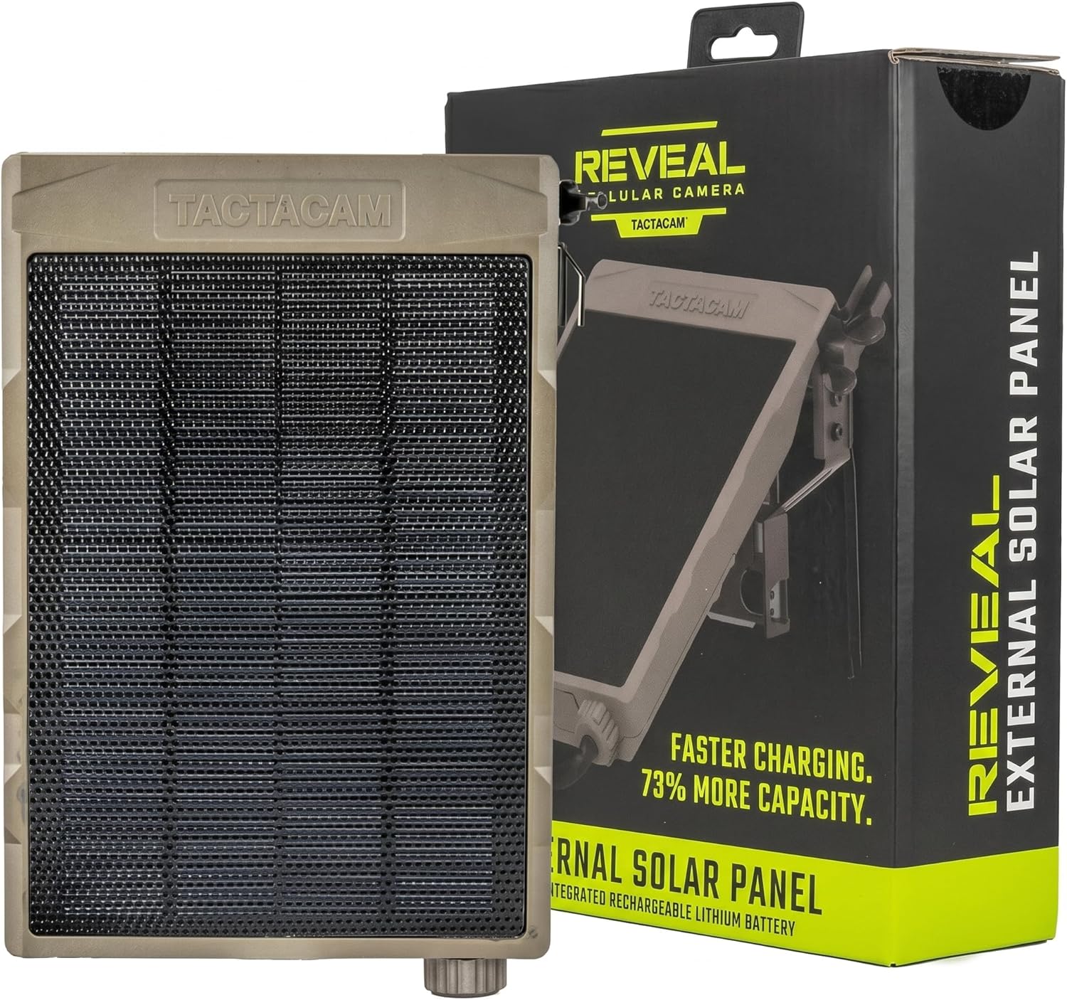 Tactacam Reveal Solar Panel, Built-in Battery for X2.0, X3.0 Trail Cameras | Powers camera day & night, weatherproof housing, also fits X Pro 3.0, X