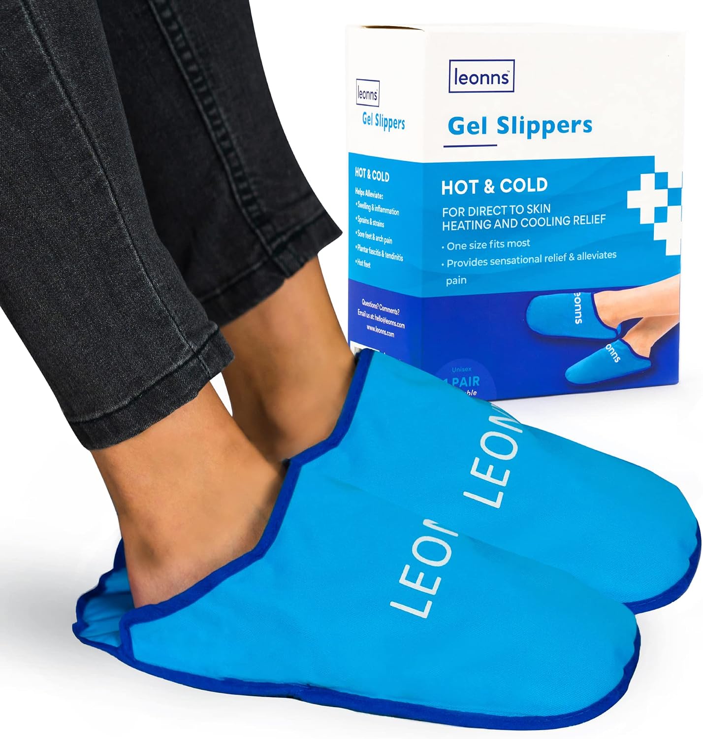 Gel Ice Pack Slippers for Foot Pain, Provides Hot and Cold Therapy, Blue