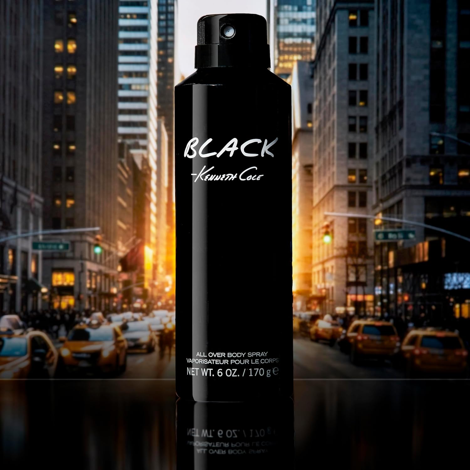 Kenneth Cole Black All Over Body Spray for Men, Aromatic Woody Fragrance, Notes of Watermint, Mandarin, Cedar, and Musk, Long-Lasting Cologne