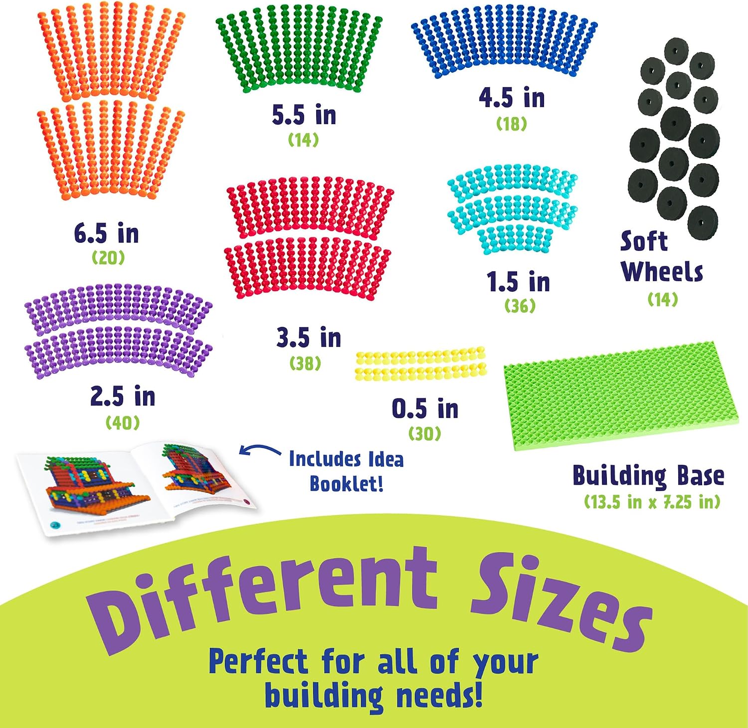 POPULAR PLAYTHINGS Playstix Deluxe Set, 211 Piece, Building Sticks Kit | for Kids Ages 4 and Up, Construction Stem Building Toy Gift, for Boys & Girls