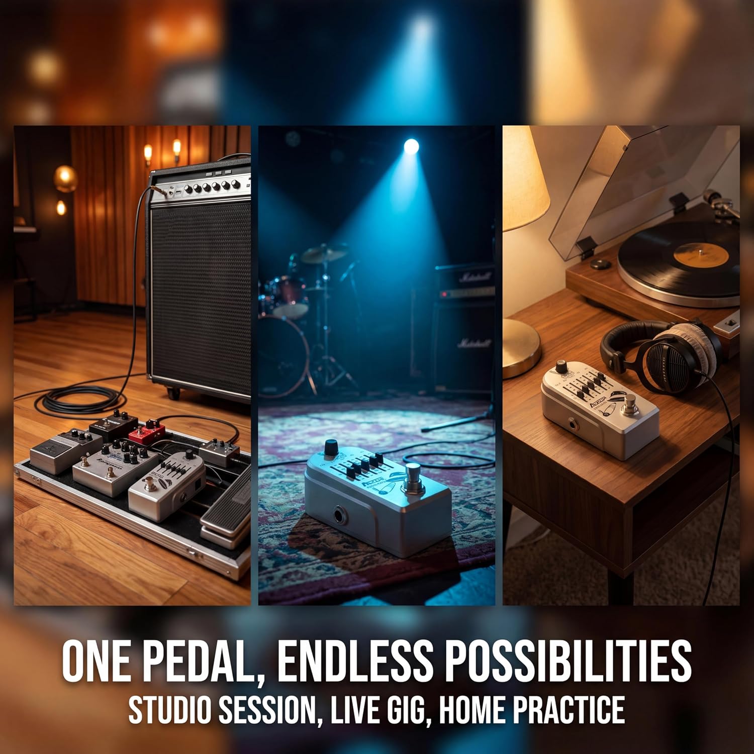 AZOR 5 Band Bass EQ Pedal, Aluminium Alloy True Bypass Equalizer Effect Pedal, Compact Mini Tone Control Pedal for Electric Bass Guitar