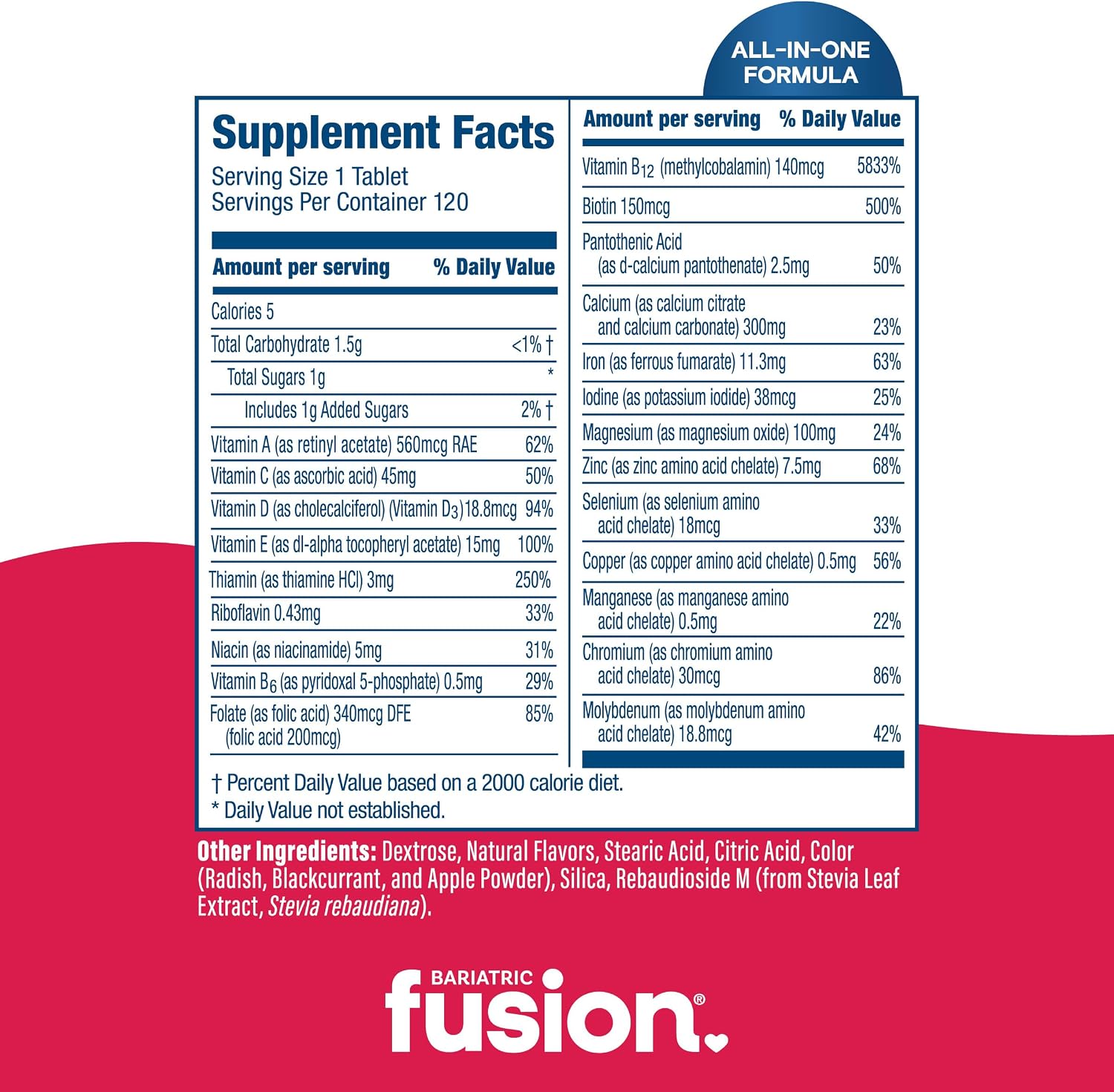 Bariatric Fusion Orange Cream Flavored Complete Chewable Bariatric Multivitamin with Iron for Bariatric Surgery Patients Including Gastric Bypass and Sleeve Gastrectomy - 120 Tablets