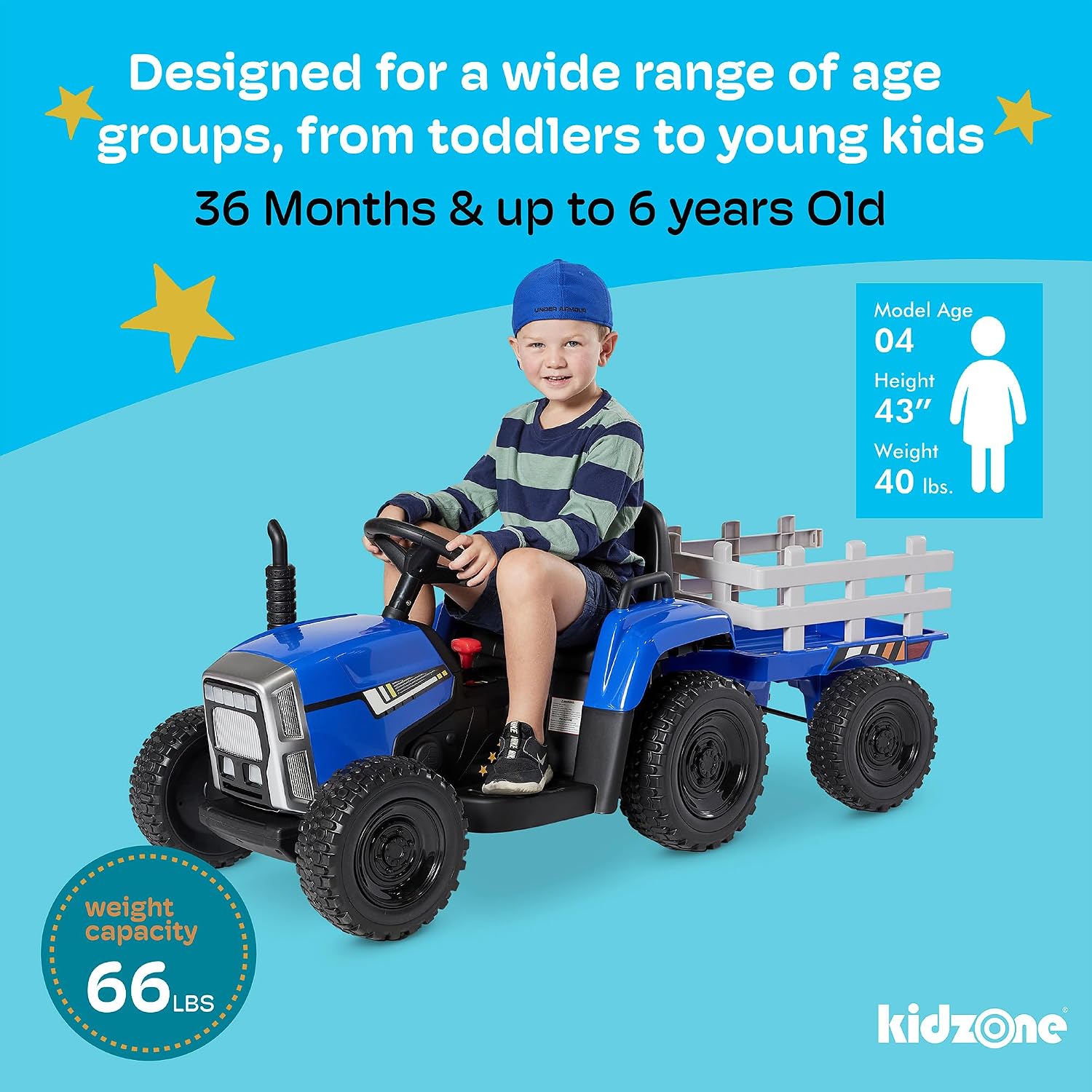 Kidzone 12V 7Ah Premium Electric Tractor Ride On Toy, Green