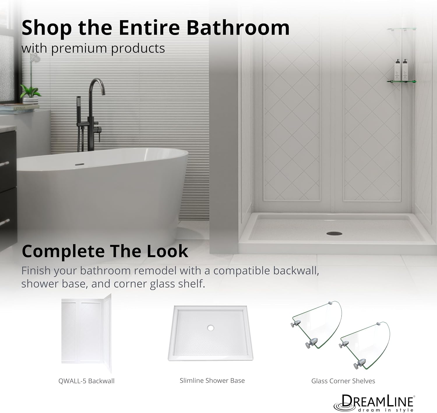 DreamLine SlimLine 32 in. D x 32 in. W x 2 3/4 in. H Center Drain Single Threshold Shower Base in White, DLT-1132320