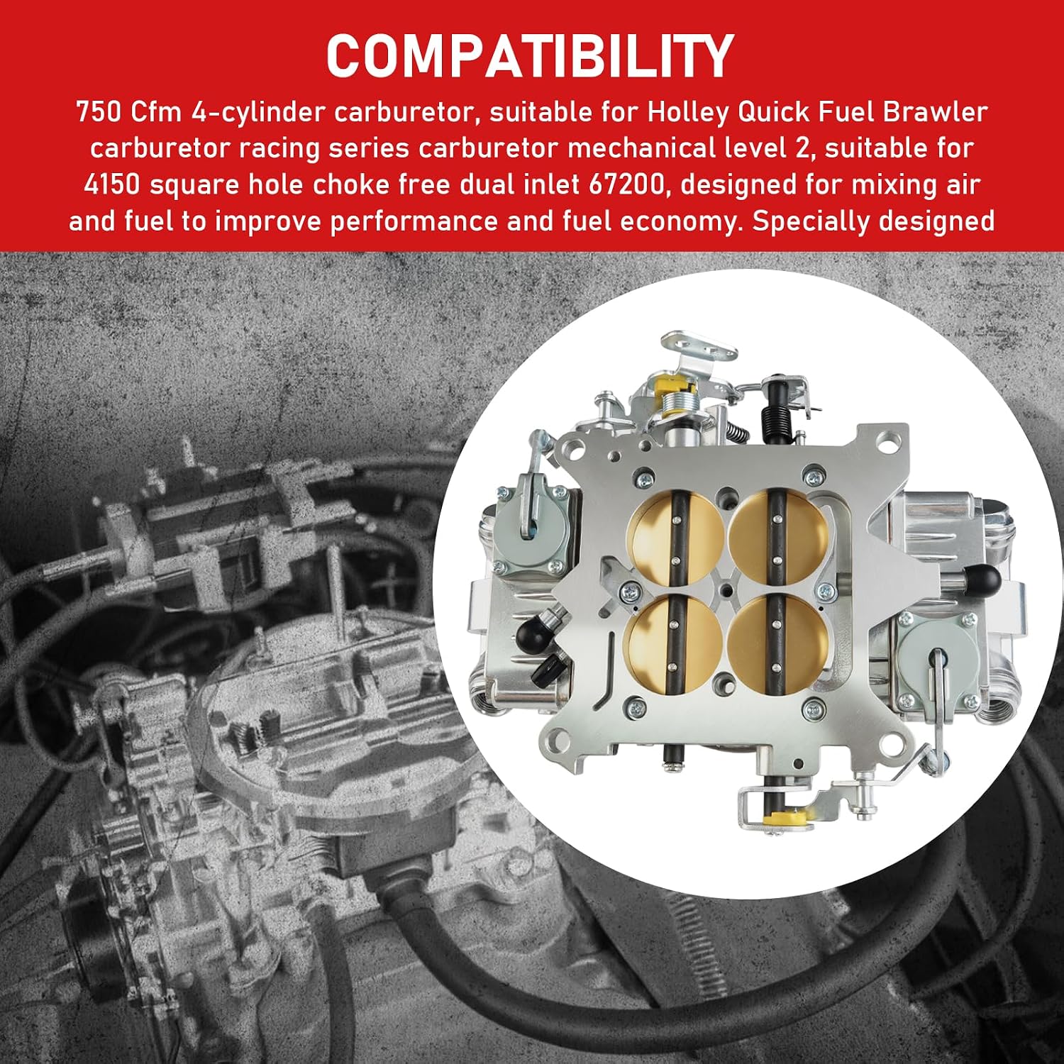 BR-67200 750 CFM 4 Barrel Carburetor for Brawler Race Series – Mechanical Secondary, 4150 Square Bore, No Choke
