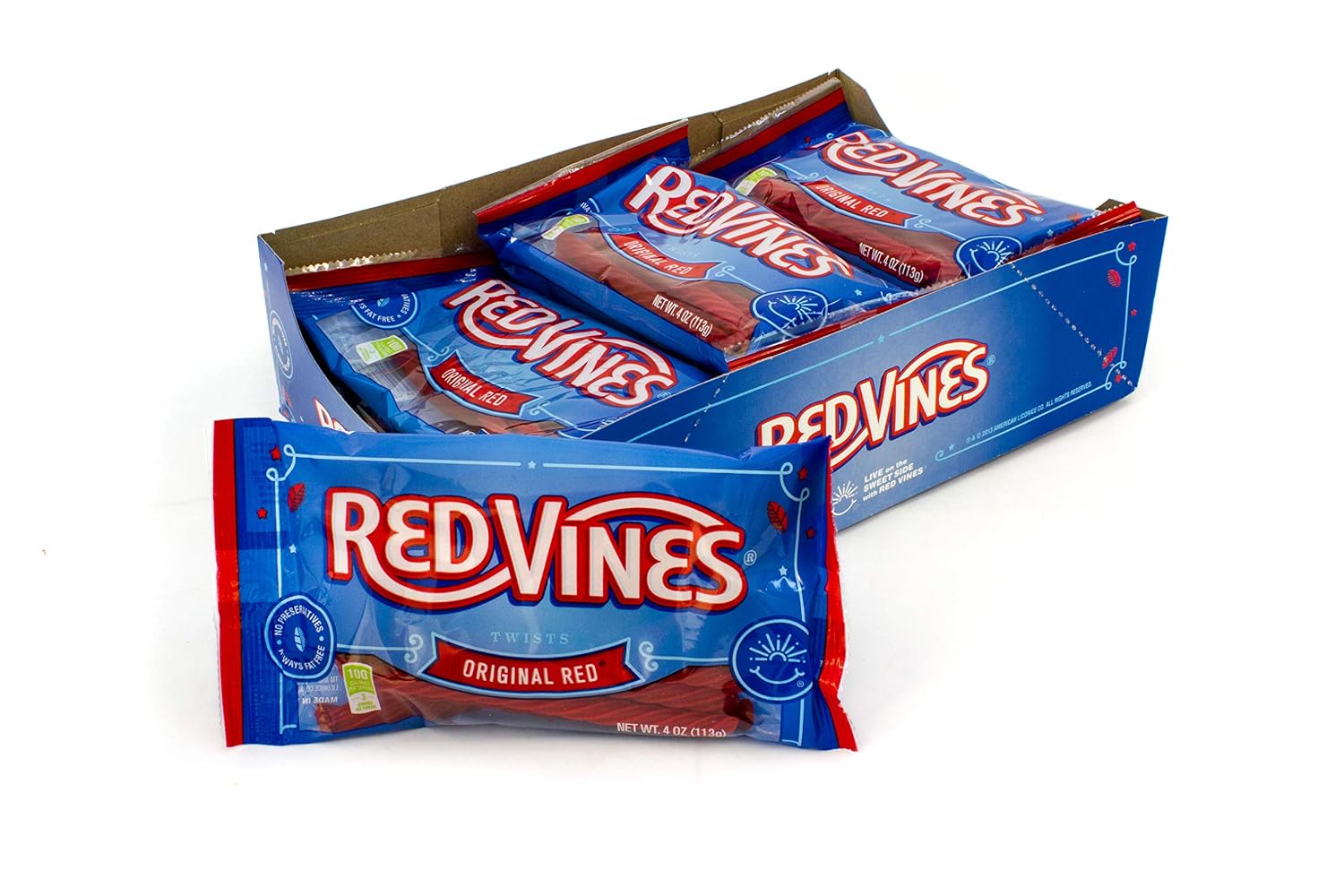 Red Vines Licorice Twists, Original Red Flavor, Soft & Chewy Candy, 4 Ounce (Pack of 24)