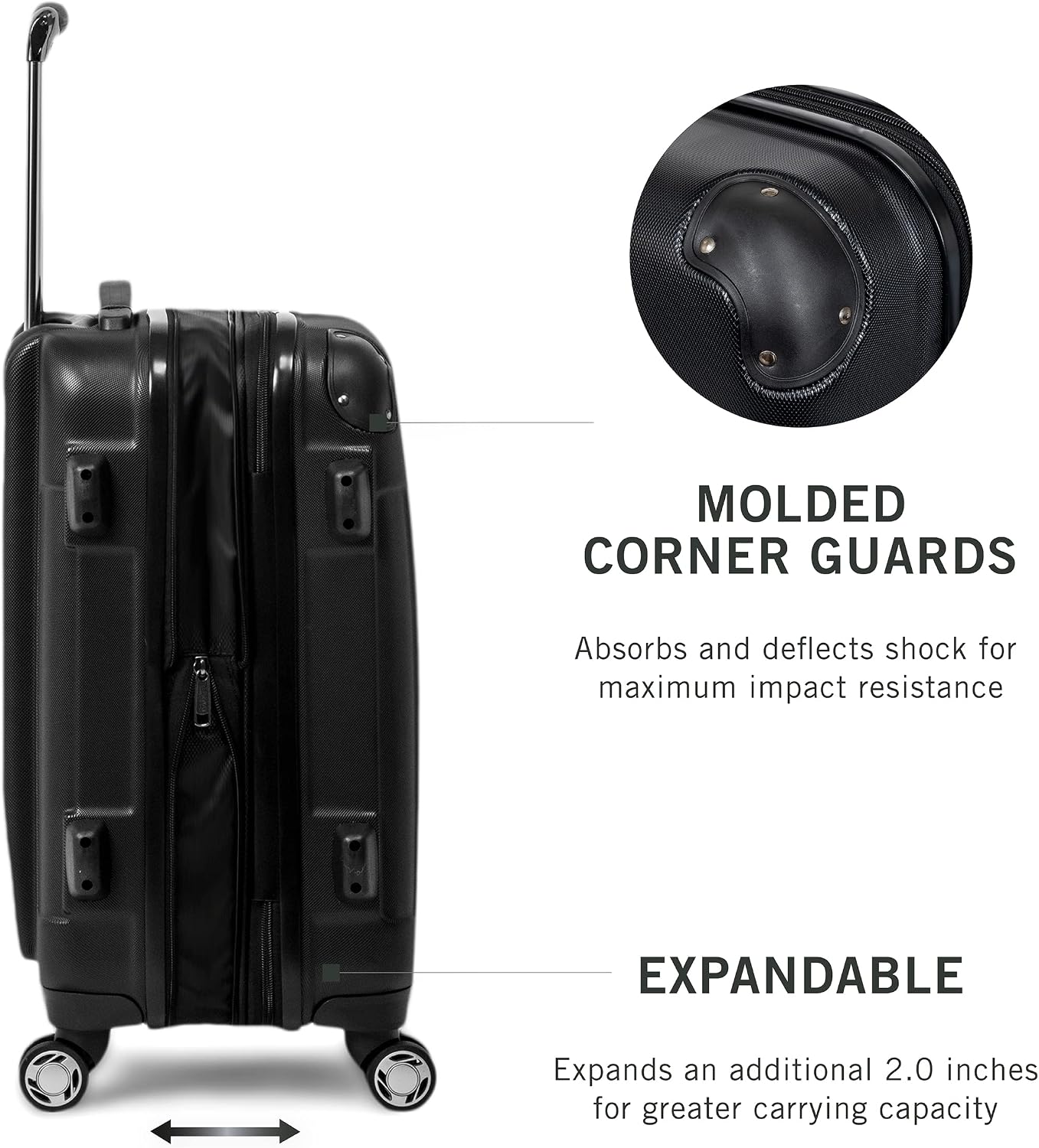 Kenneth Cole REACTION Renegade Luggage Expandable 8-Wheel Spinner Lightweight Hardside Suitcase, Champagne, 20-Inch Carry On