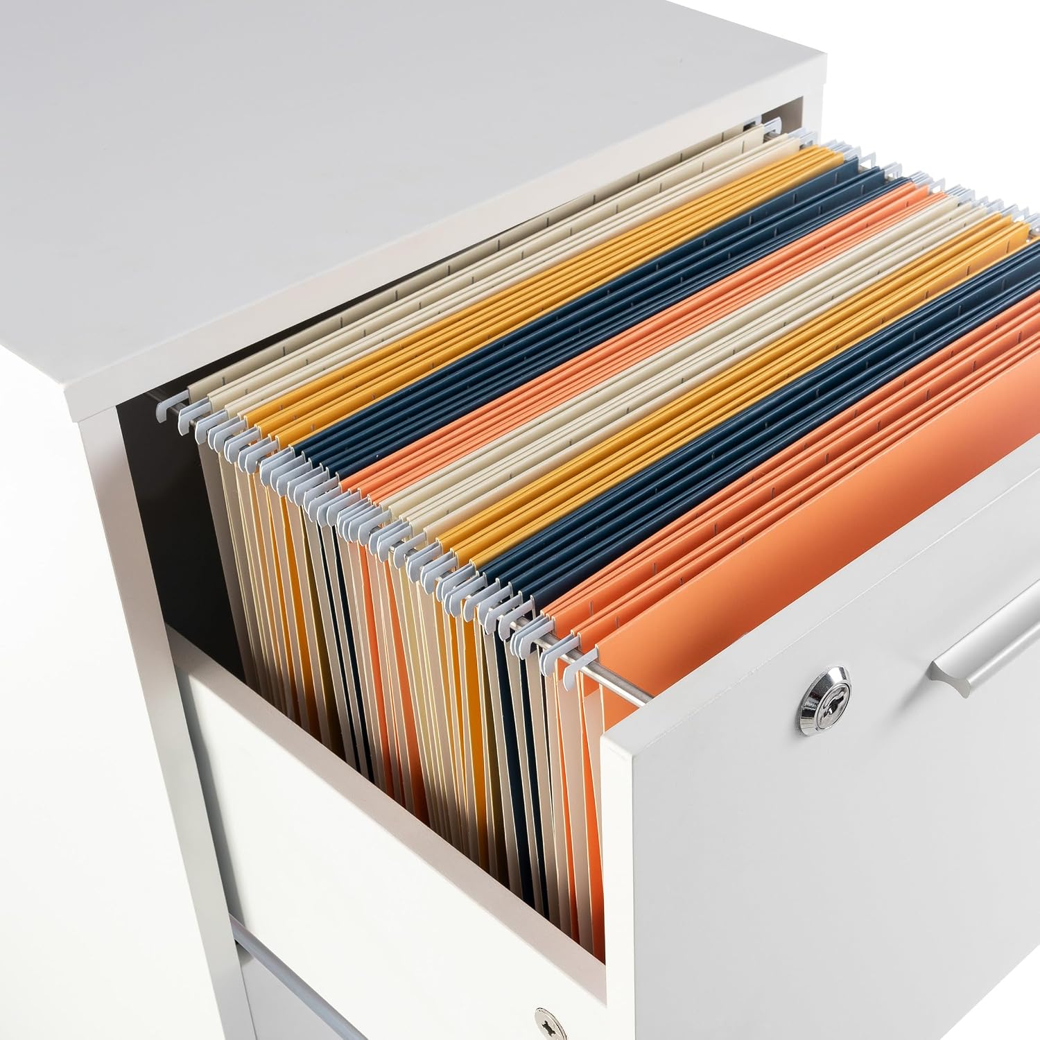 File Cabinet - 2-Drawer Cabinet with Lock and Deep Drawer Storage - Rolling Filing Cabinet for Under The Desk, Home, or Office by Lavish Home (White)