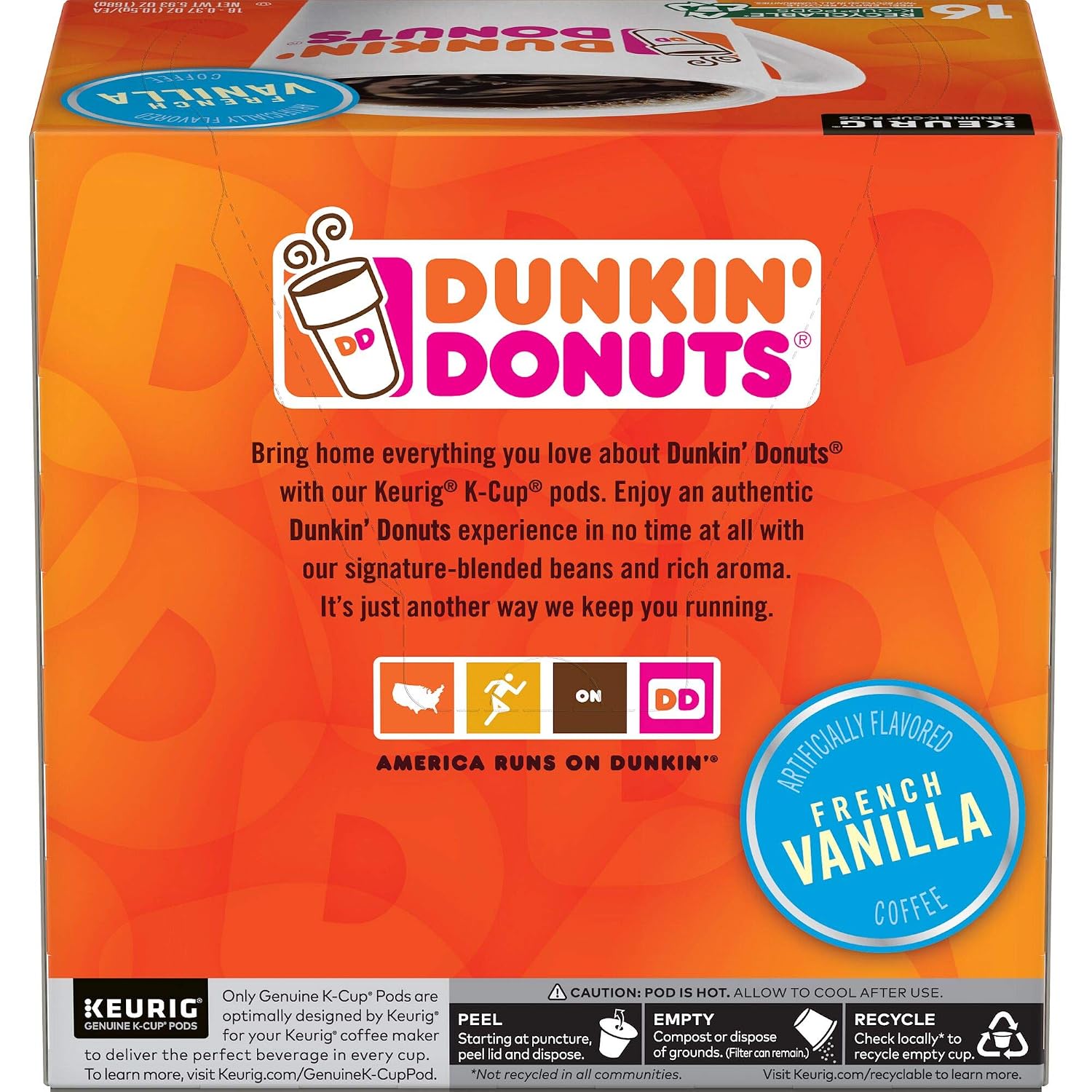 Dunkin' Donuts 2091512 Original Blend Coffee K-Cup Pods Medium Roast 44/Box (006933)