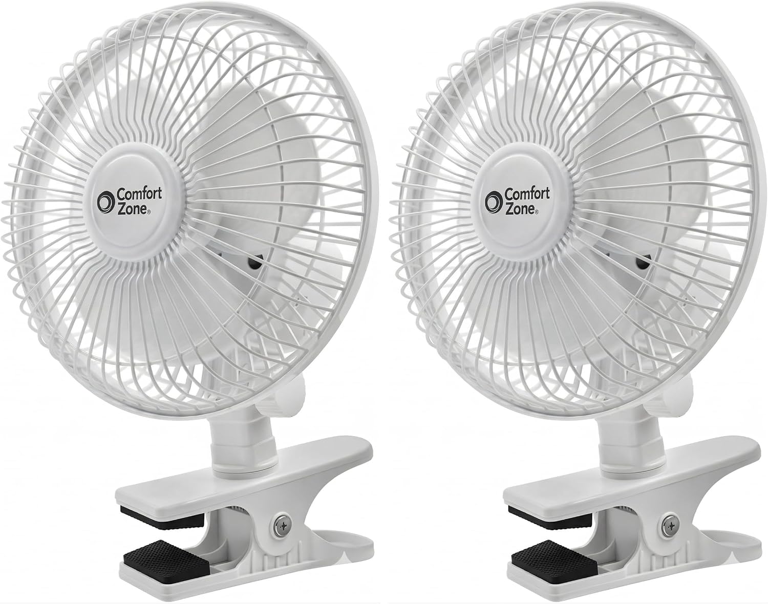 Comfort Zone Portable Clip on Fan with Fully Adjustable Tilt, Electric, 6 inch, Quiet, Indoor, 2 Speed, Mini Desk Fan, Table Fan, Airflow 6.53 ft/sec, Ideal for Home, Bedroom, Dorm & Office, CZ6C
