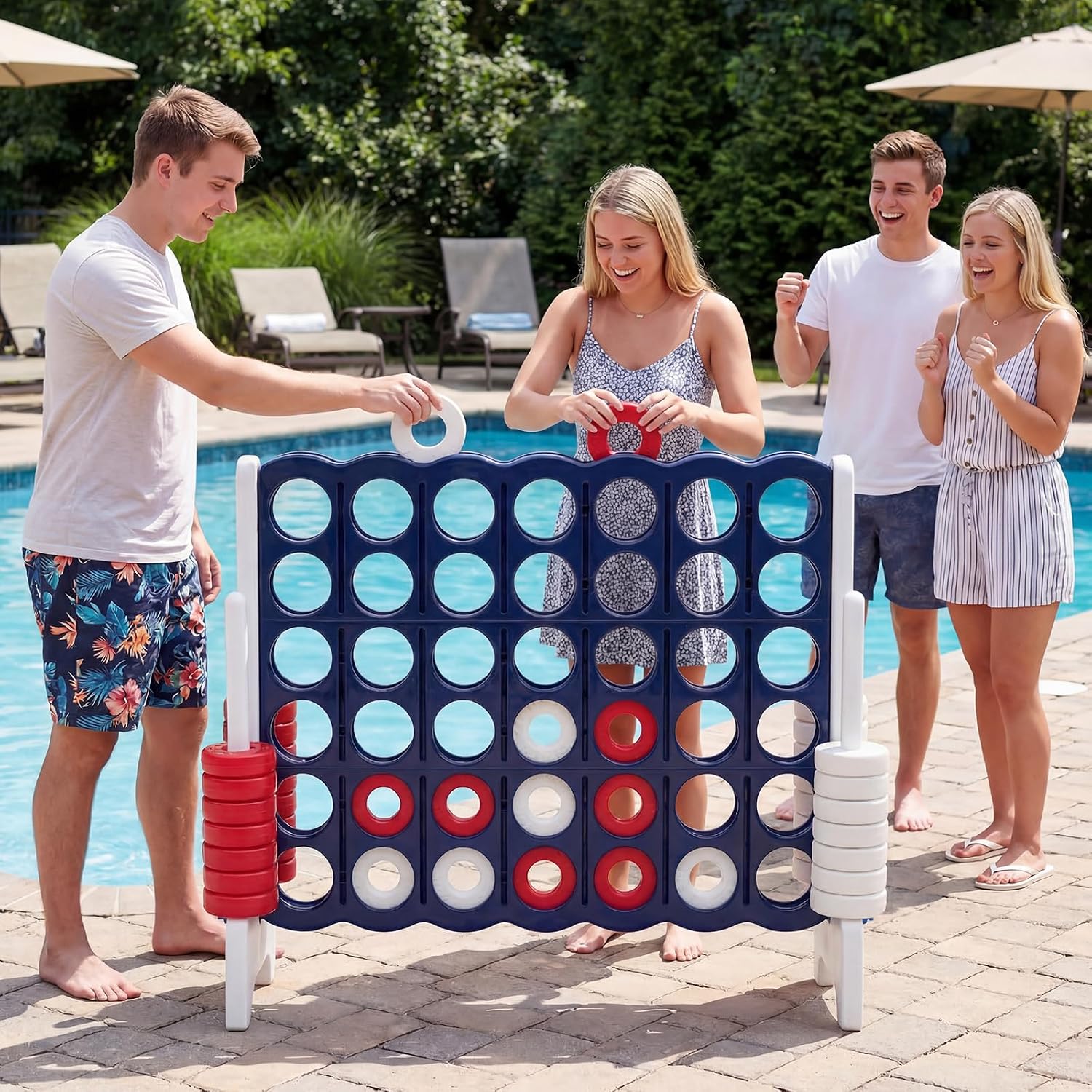 Costzon Giant 4-in-A-Row, Jumbo 4-to-Score Giant Game Set for Kids & Adults, Indoor Outdoor Yard Connect Game