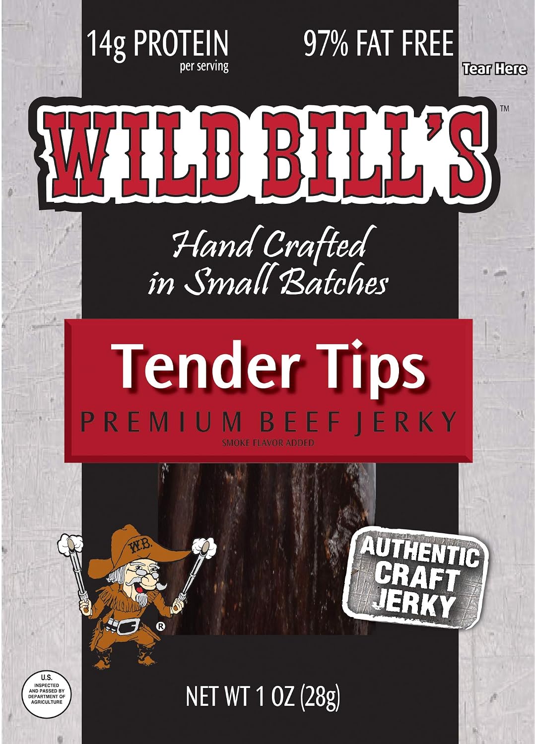 Wild Bill's Hickory Smoked Beef Jerky Strips, 30 Ct, 15 Oz | Keto, Low-Carb And High-Protein, Made In The USA, USDA Inspected, Marinated In Soy Sauce, Garlic, Black Pepper, Chewy Texture