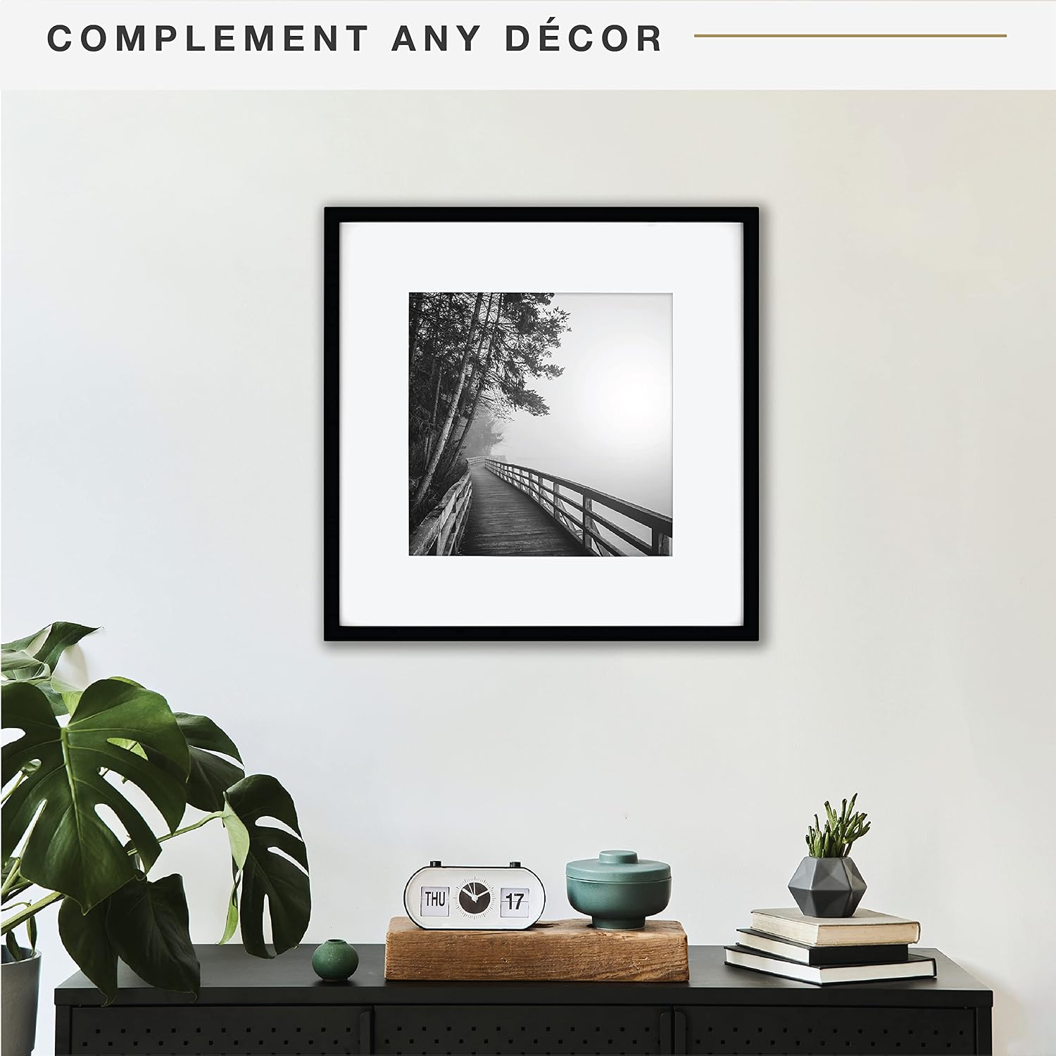MCS East Village Picture Frame, 18x18 Matted to 12x12, Black, 2-Pack