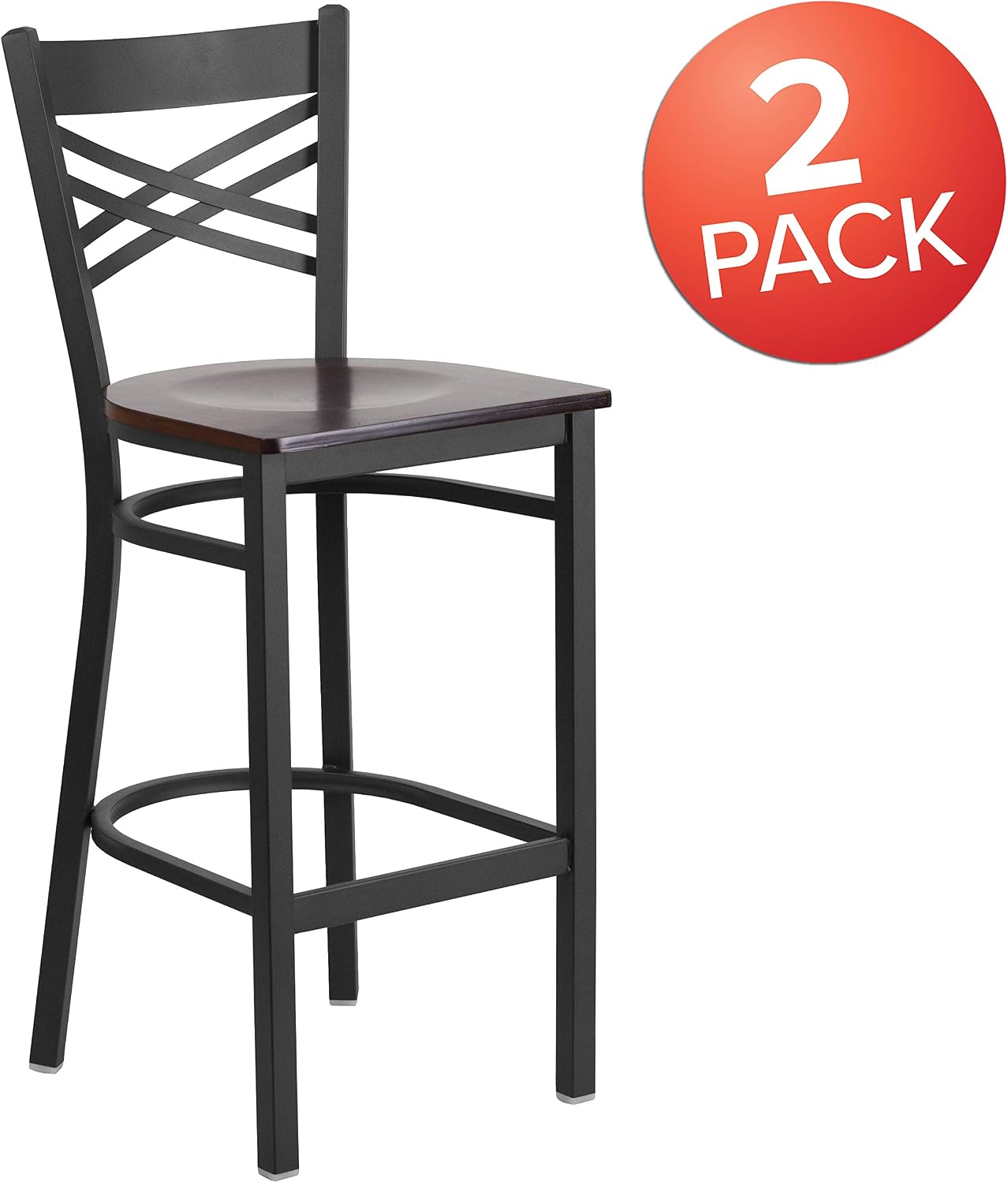 Flash Furniture Hercules Metal Restaurant Barstool, Black | X Back Style, Vinyl Upholstery, Durable Construction, Commercial Use