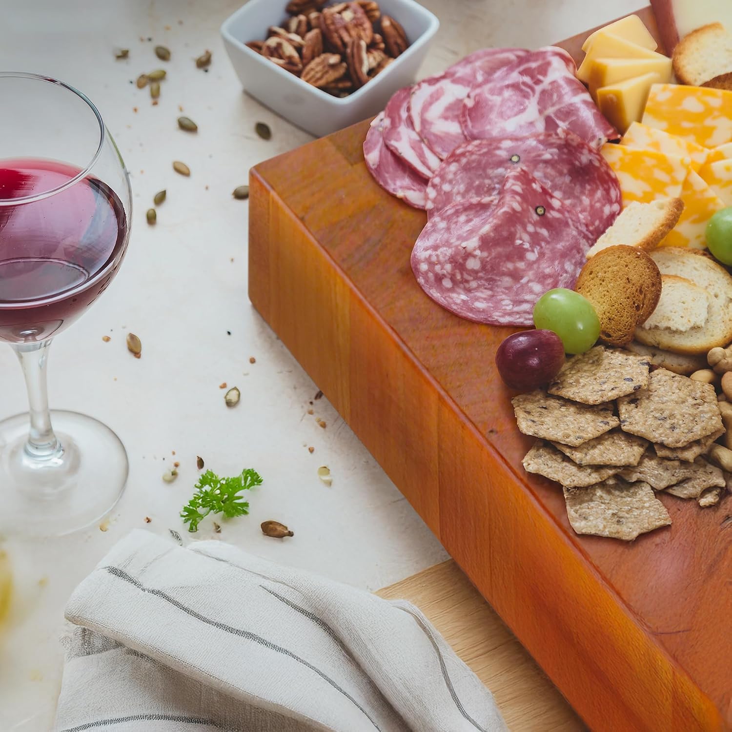 John Boos CCB Series Square Wooden Maple Cutting Board 12”x12” – 3” Thick, 13-lb Reversible Butcher Block with End-Grain & Finger Grips – Made in the USA