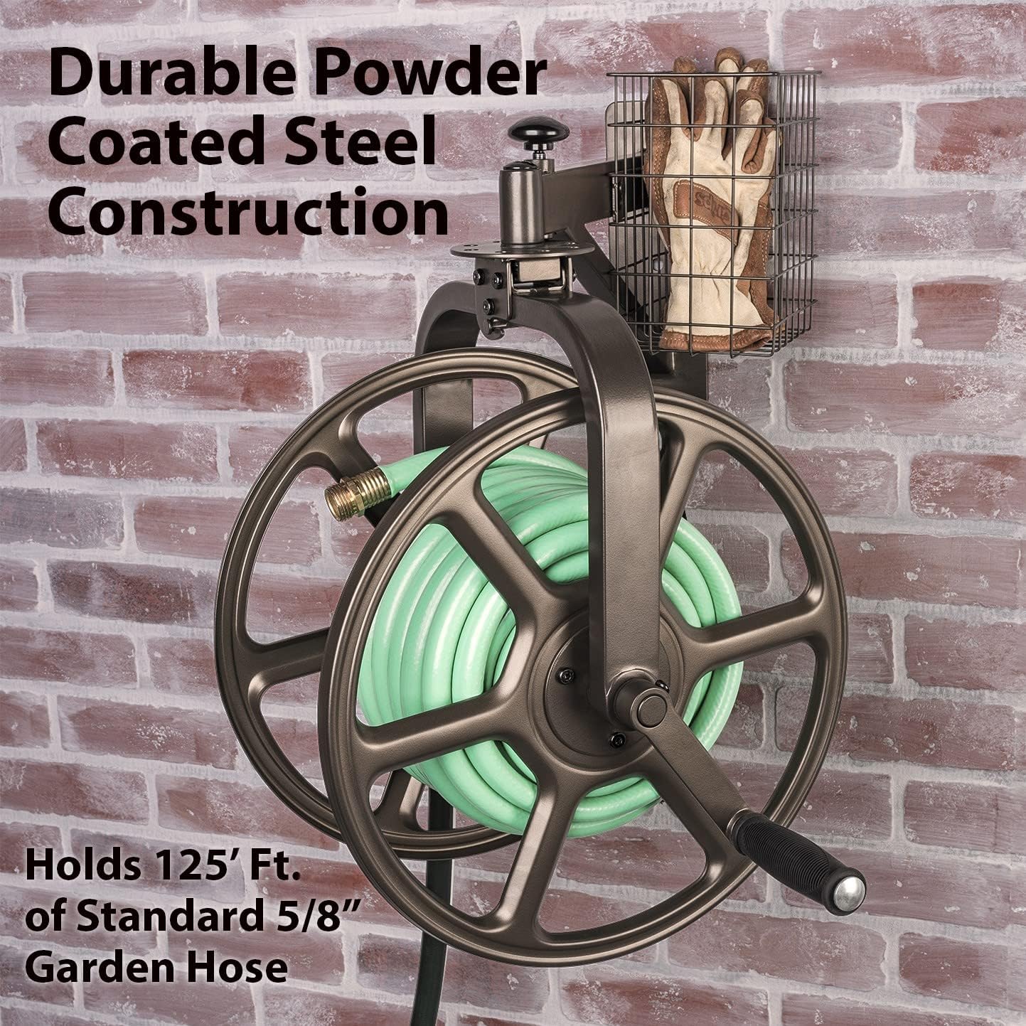 Liberty Garden 710 Navigator Rotating Garden Hose Reel, Holds 125-Feet of 5/8-Inch Hose - Bronze