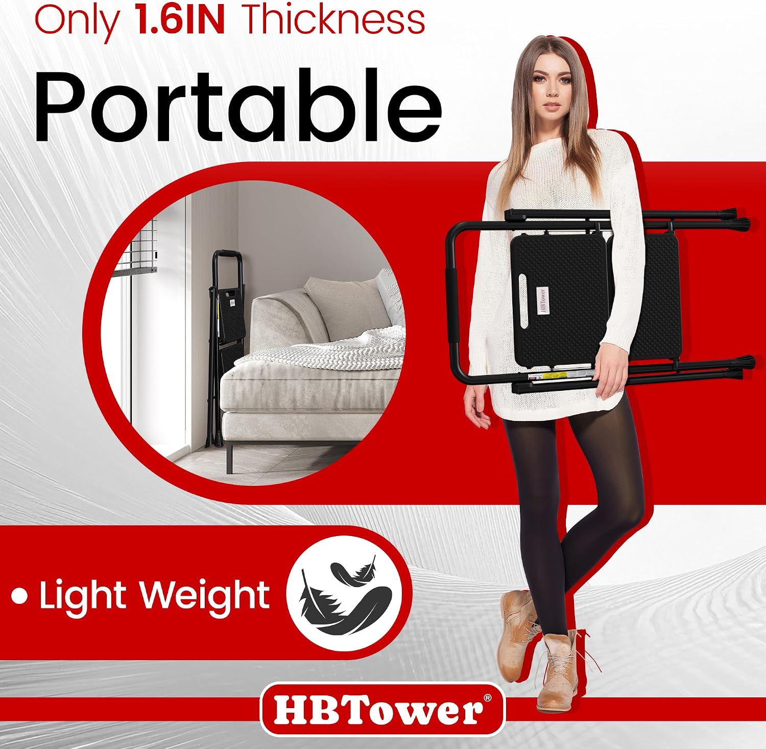 HBTower Step Ladder, Folding Step Stool with Wide Anti-Slip Pedal
