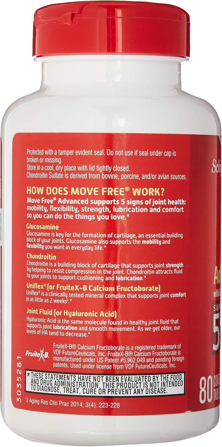Schiff Move Free Advanced, Joint Health Supplement with Glucosamine and Chondroitin, 80 Count