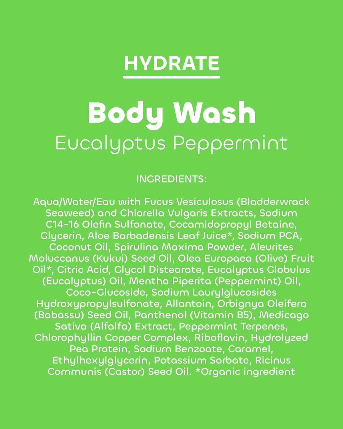 Seaweed Bath Co. Hydrate Body Wash, Unscented, 12 oz | Foaming Shower Gel Cleanser with Natural Ingredients, Fragrance Free and Gentle, Good for Sensitive Skin