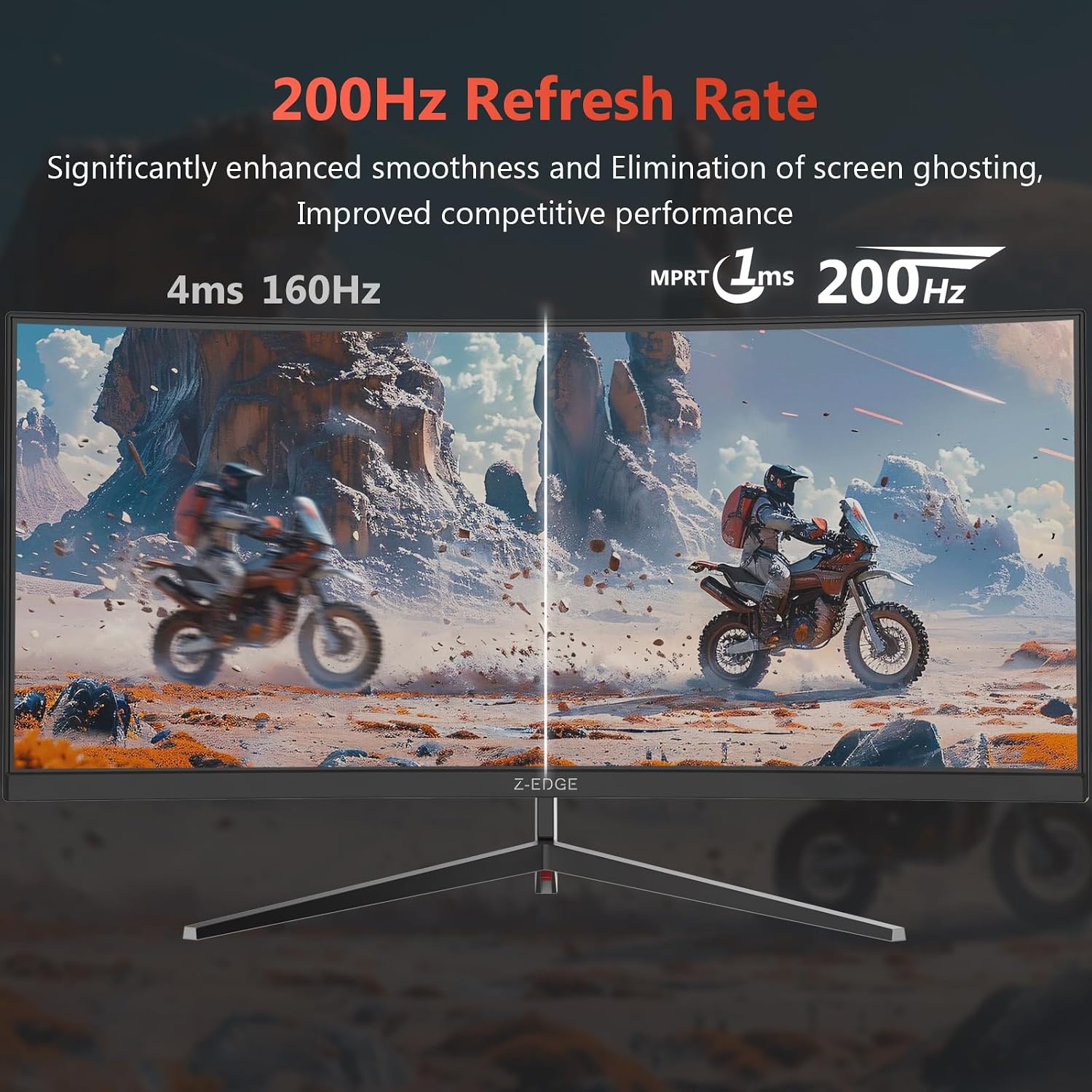 Z-Edge 34 inch WQHD 1440P Curved Gaming Monitor, 240Hz Computer Monitor | AG34P 1500R Frameless 21:9 Curved Screen, Height Adjustable, Office & Gaming, 1ms, Dual DP & HDMI, Metal Stand