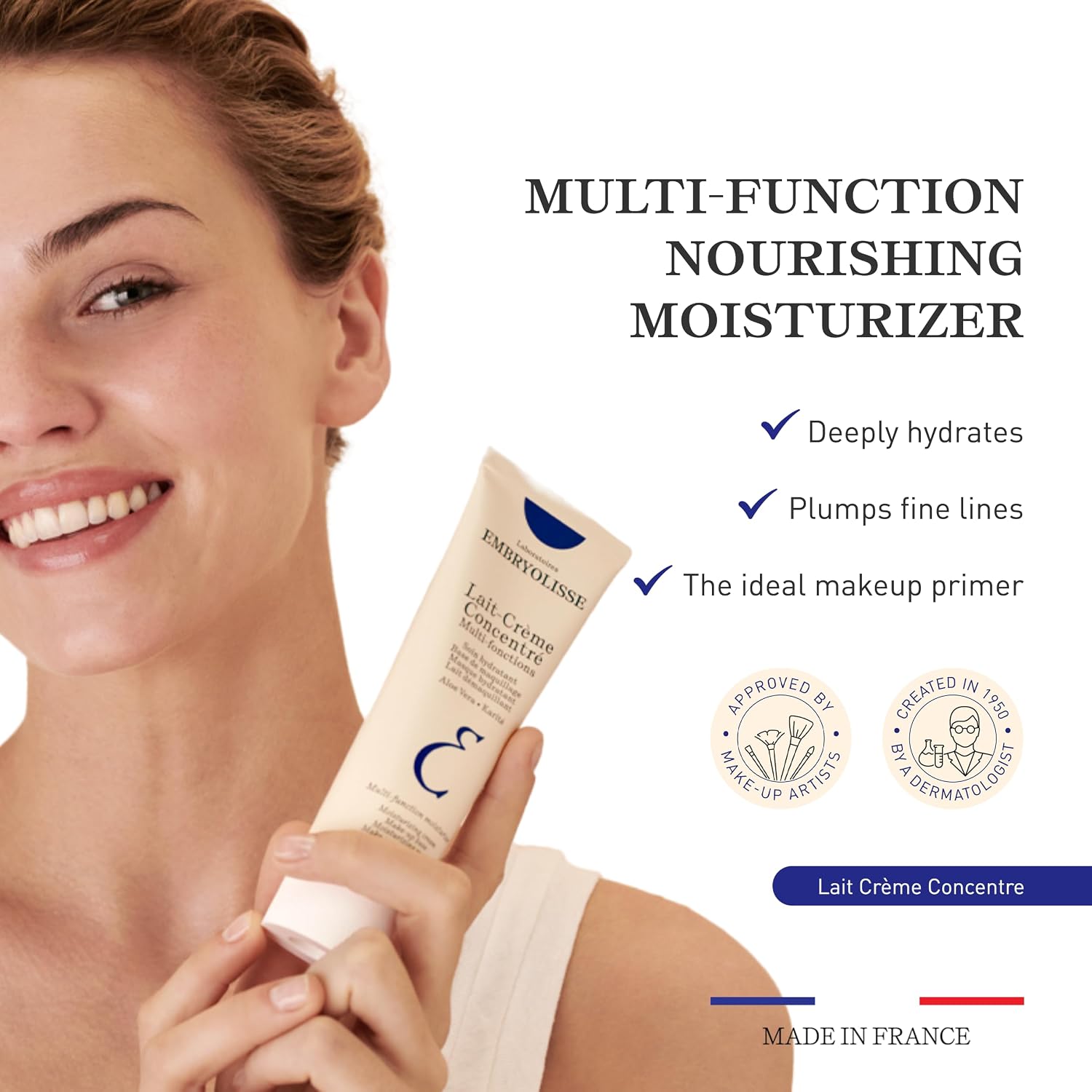Embryolisse Lait-Crème Concentré Face Moisturizer and Makeup Primer, French Face Cream With Shea Butter & Aloe Vera