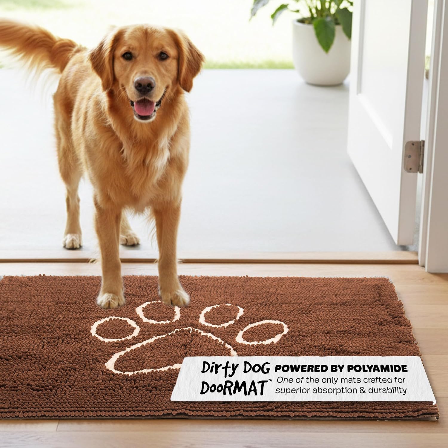 Dog Gone Smart Dirty Dog Doormat - Fast Drying Rug with Super Gripper Backing for Clean Floors - Super Absorbent and Machine Washable Mat for Muddy Paws - Grey