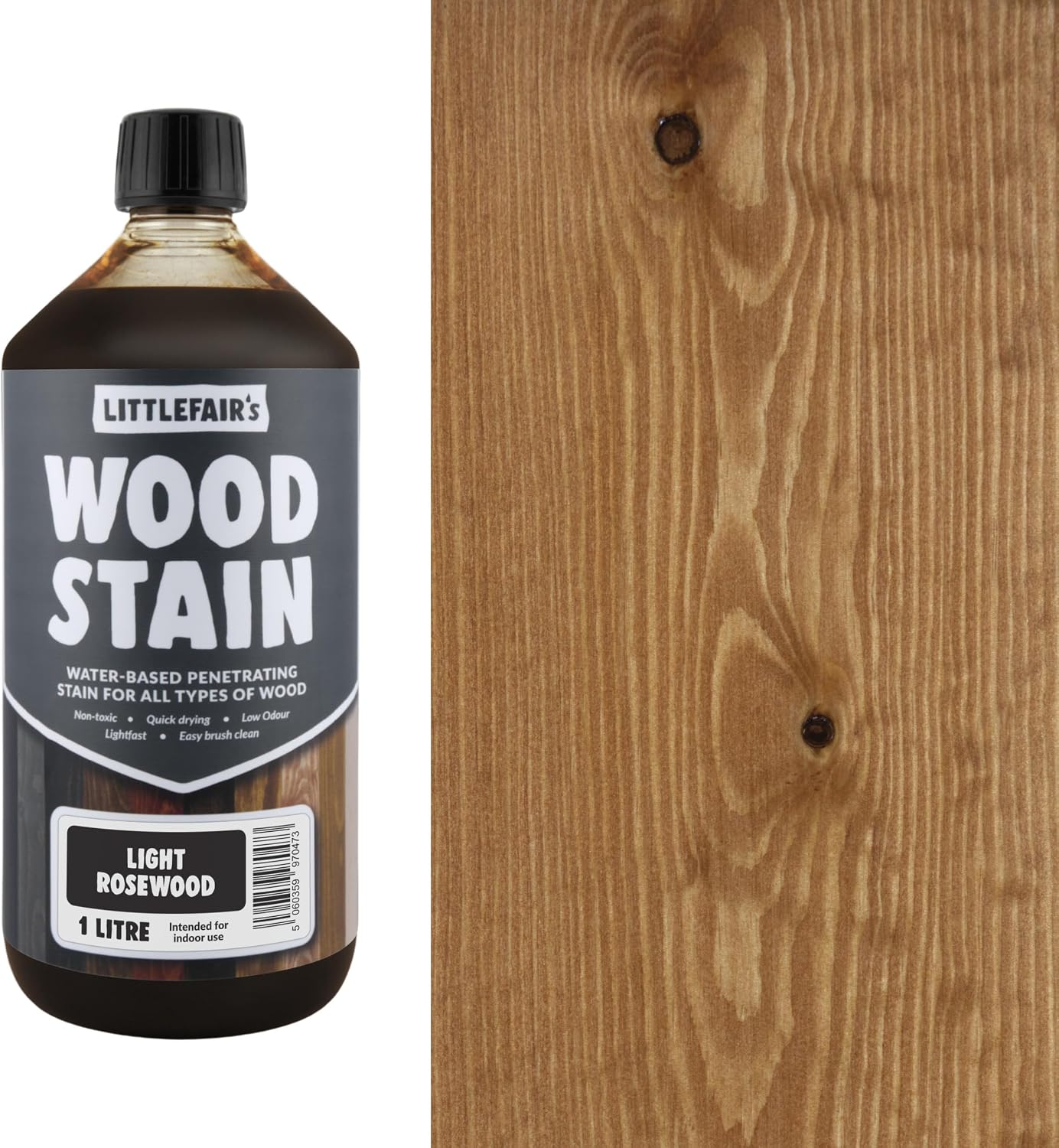 Littlefair's Wood Stain Water Based - 8.5oz/250ml - Indoor Furniture Stain Light & Dark Finishes - Special Non Toxic & Eco Friendly Formula - Wood Stain for Crafts - Color: Antique Stripped Pine