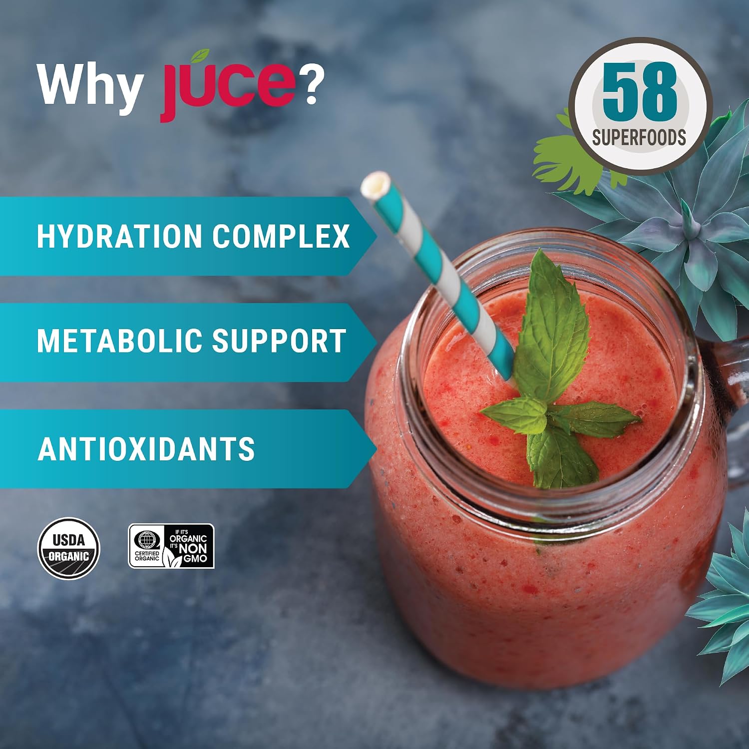 Terra Kai Organics Juce Hydrate Powder with Coconut Water and B12, Tropical
