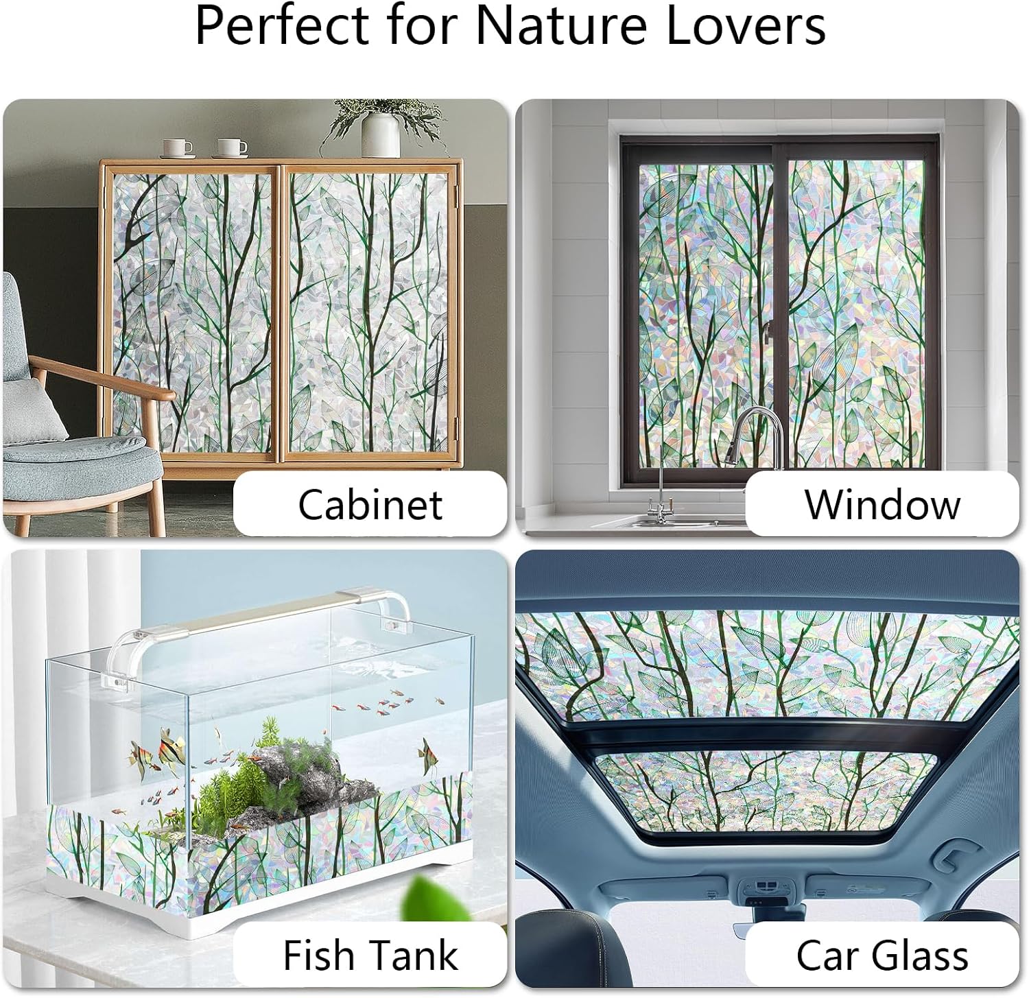 LEMON CLOUD Window Privacy Film, Rainbow Stained Glass Cling,17.5″ x 78.7″