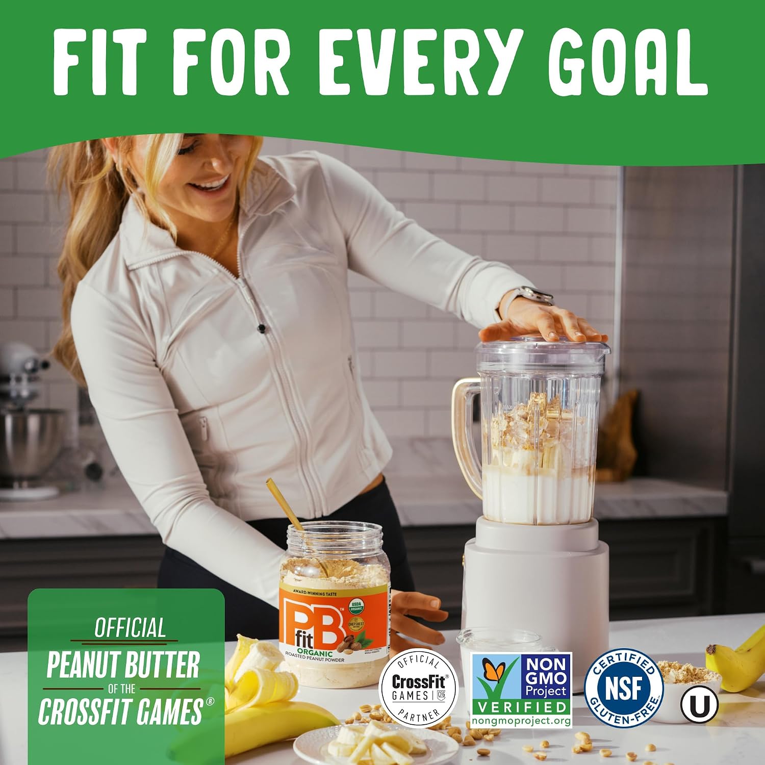 PBfit 30 Ounce Organic Peanut Butter Powder, Powdered Peanut Spread from Real Roasted Pressed Peanuts, 7g of Protein 7% DV, Gluten-Free, 60 calories, 87% less fat (Pack of 1)
